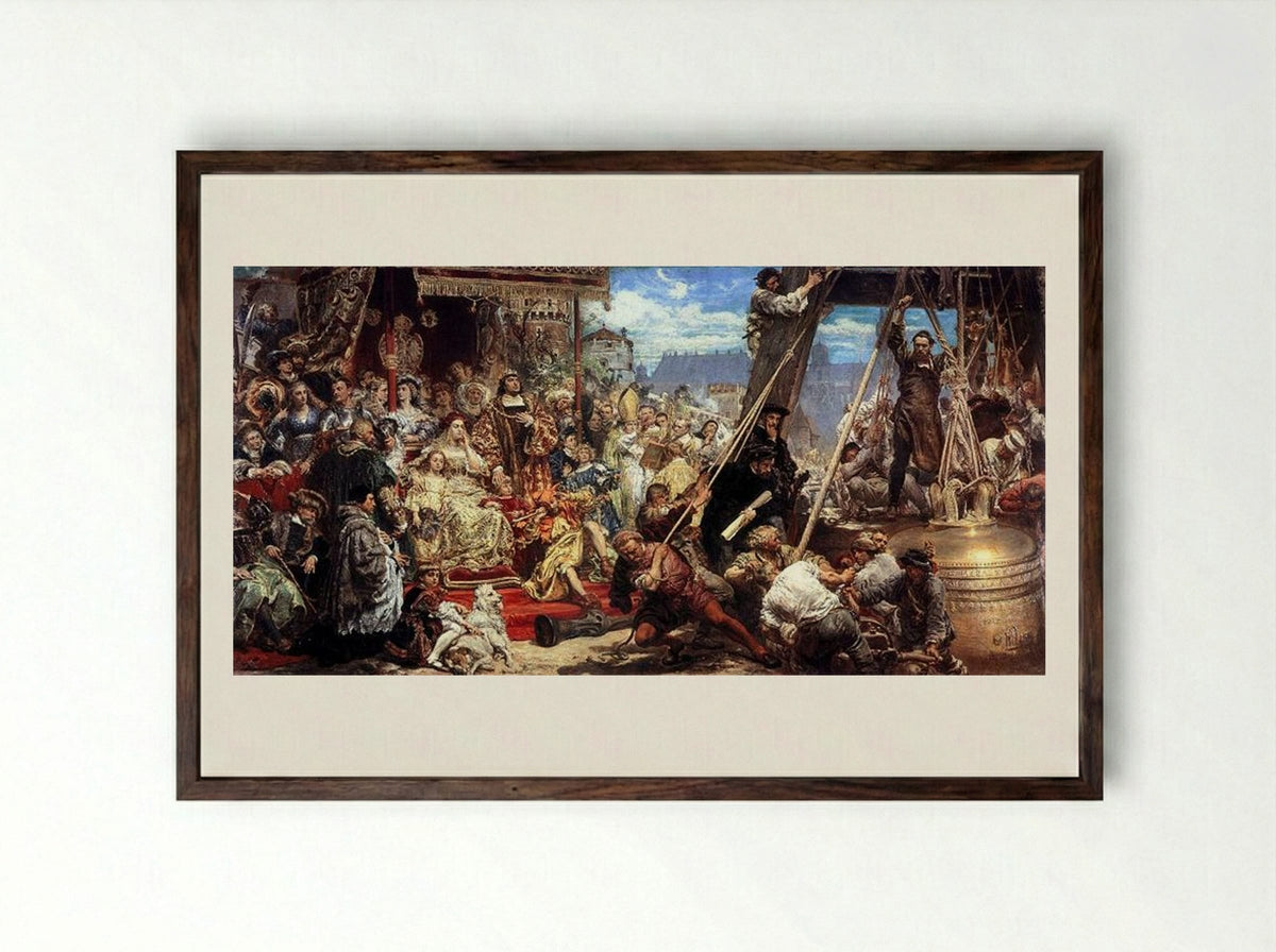 Hanging of the Sigismund Bell - Jan Matejko - Framed Print Dark Wood