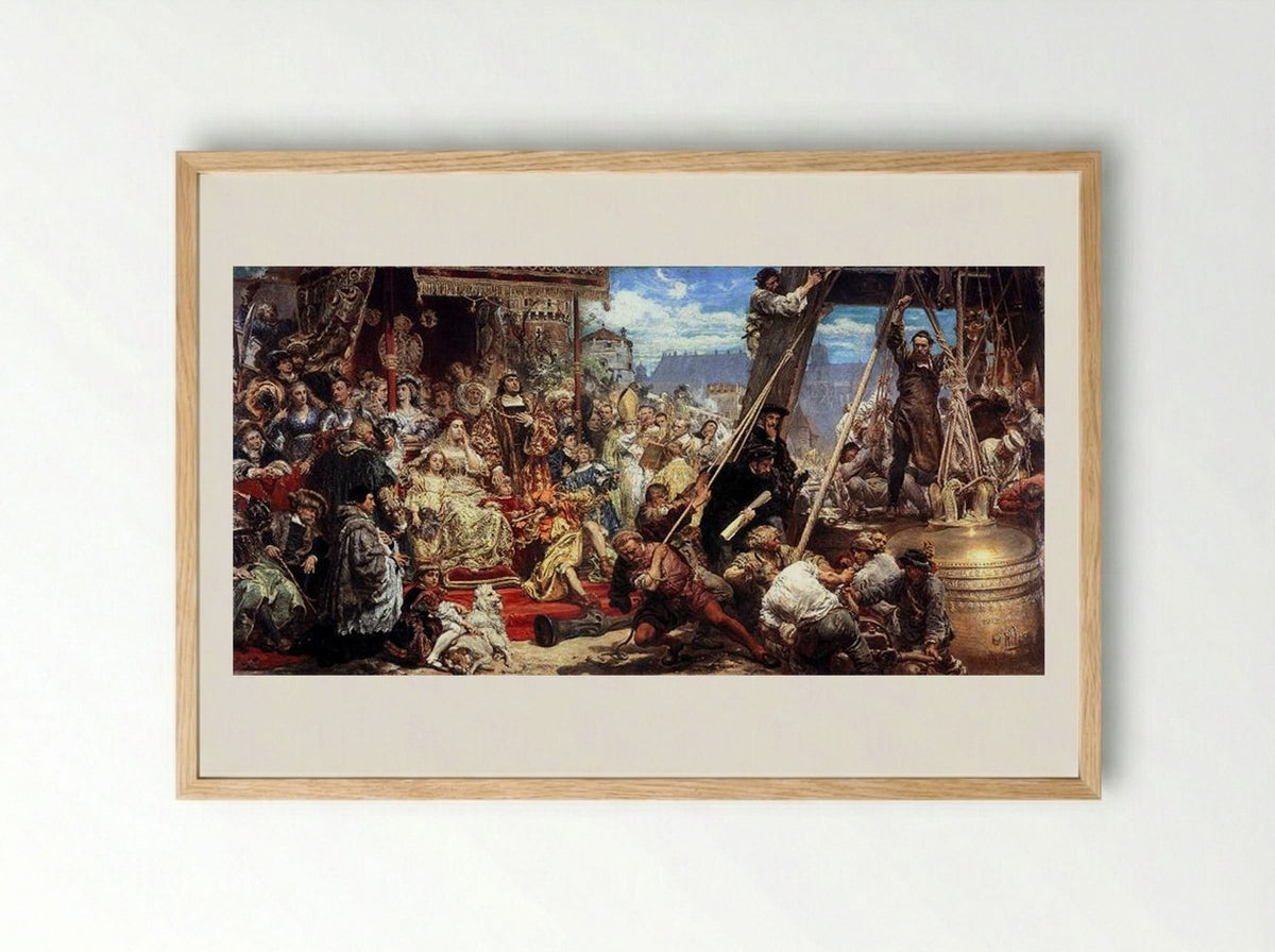 Hanging of the Sigismund Bell - Jan Matejko - Framed Print Wood