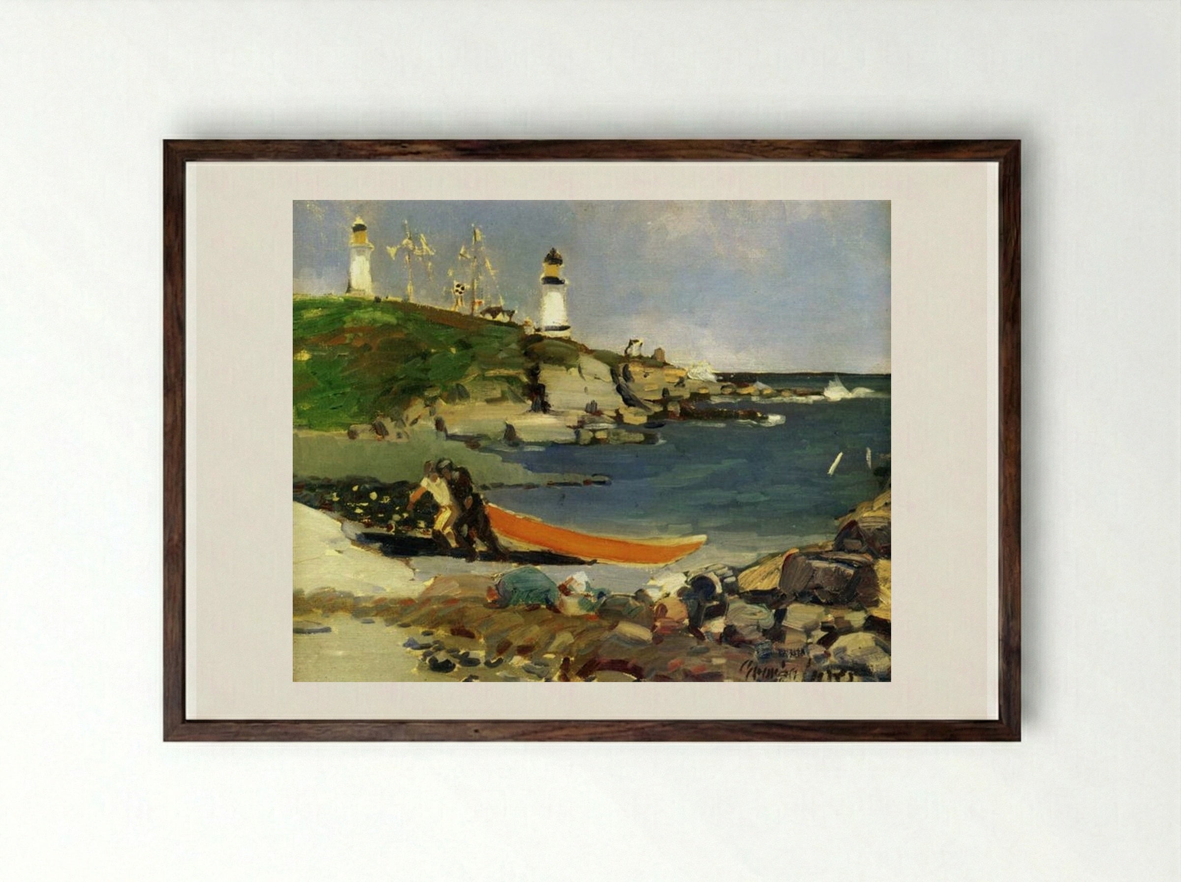 Hannaford's Cove - George Luks - Framed Print Dark Wood