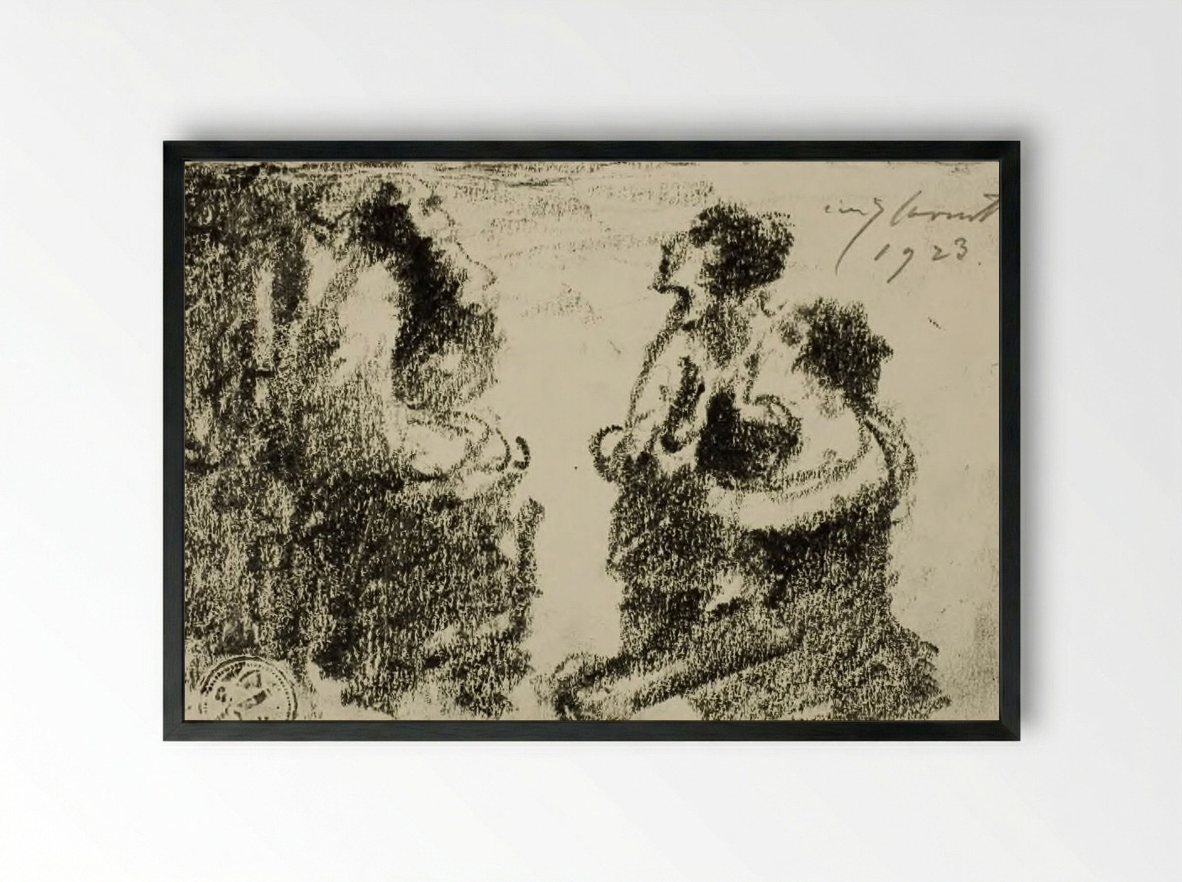 Hannah Brings her Son Samuel to Eli (I Samuel 1:24) - Lovis Corinth - Framed Print Black