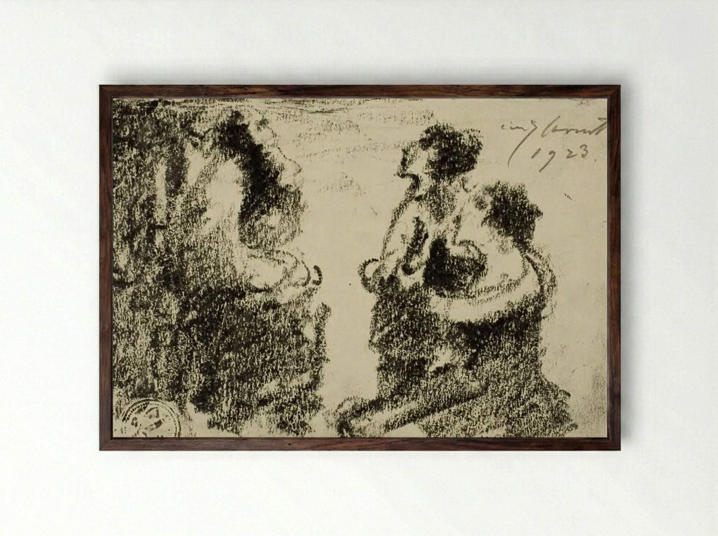 Hannah Brings her Son Samuel to Eli (I Samuel 1:24) - Lovis Corinth - Framed Print Dark Wood