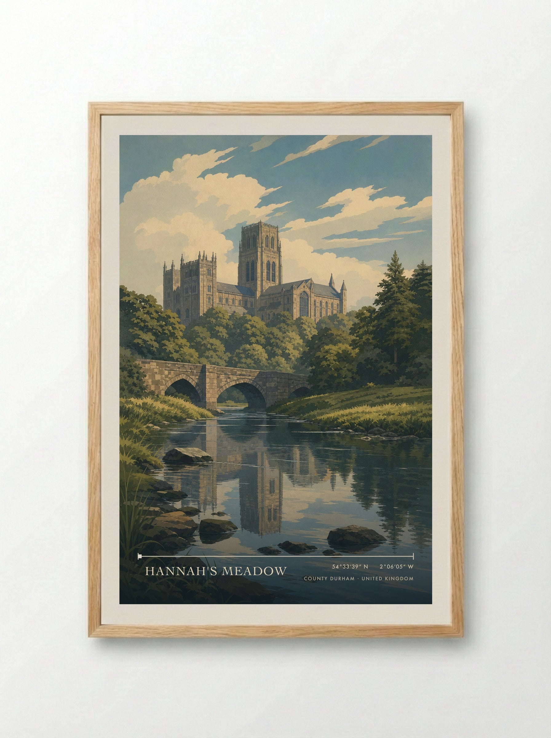 Hannah's Meadow County Durham United Kingdom Travel Poster - Framed Print Wood