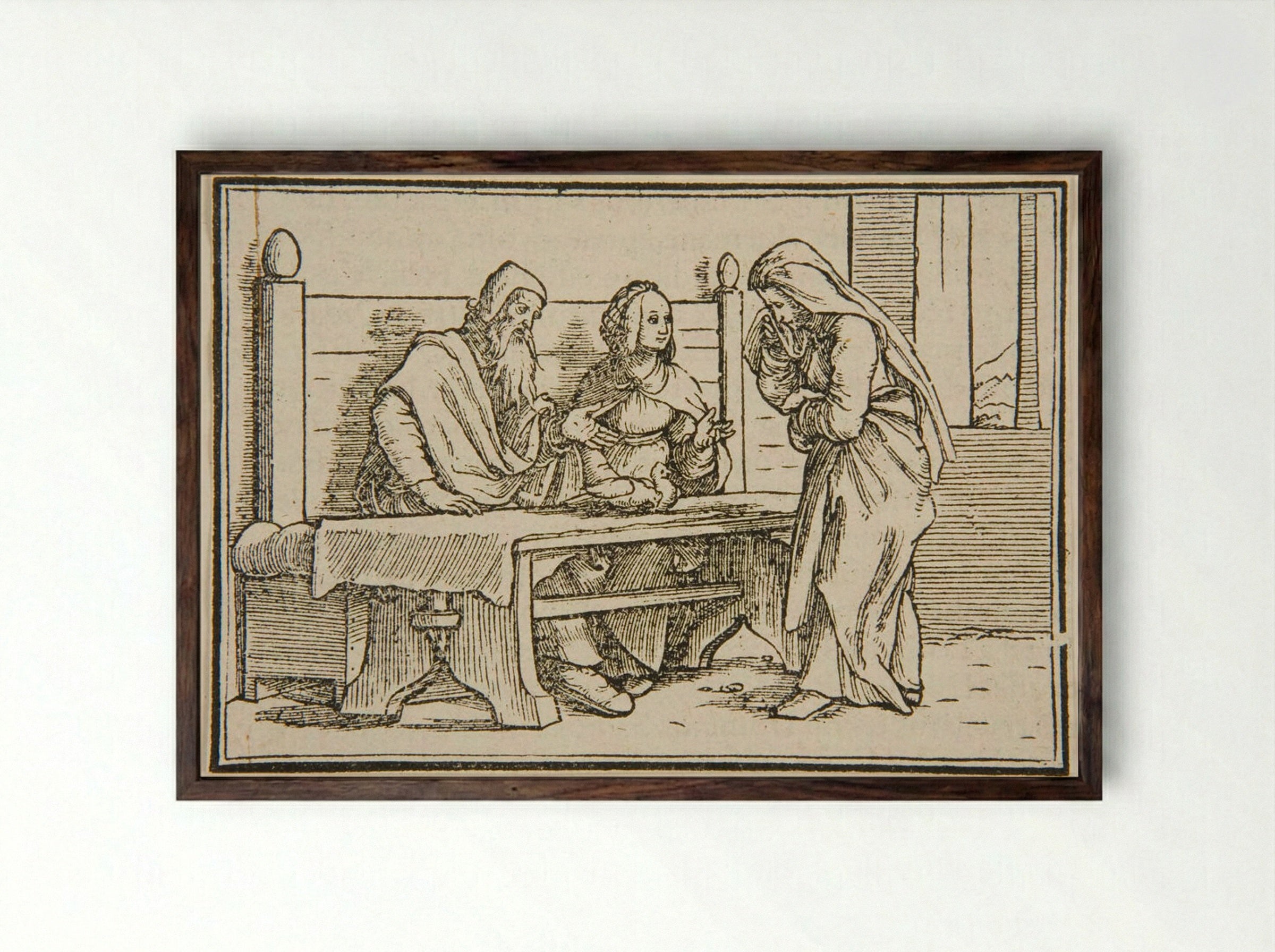 Hannah's Prayer - Hans Holbein the Younger - Framed Print Dark Wood