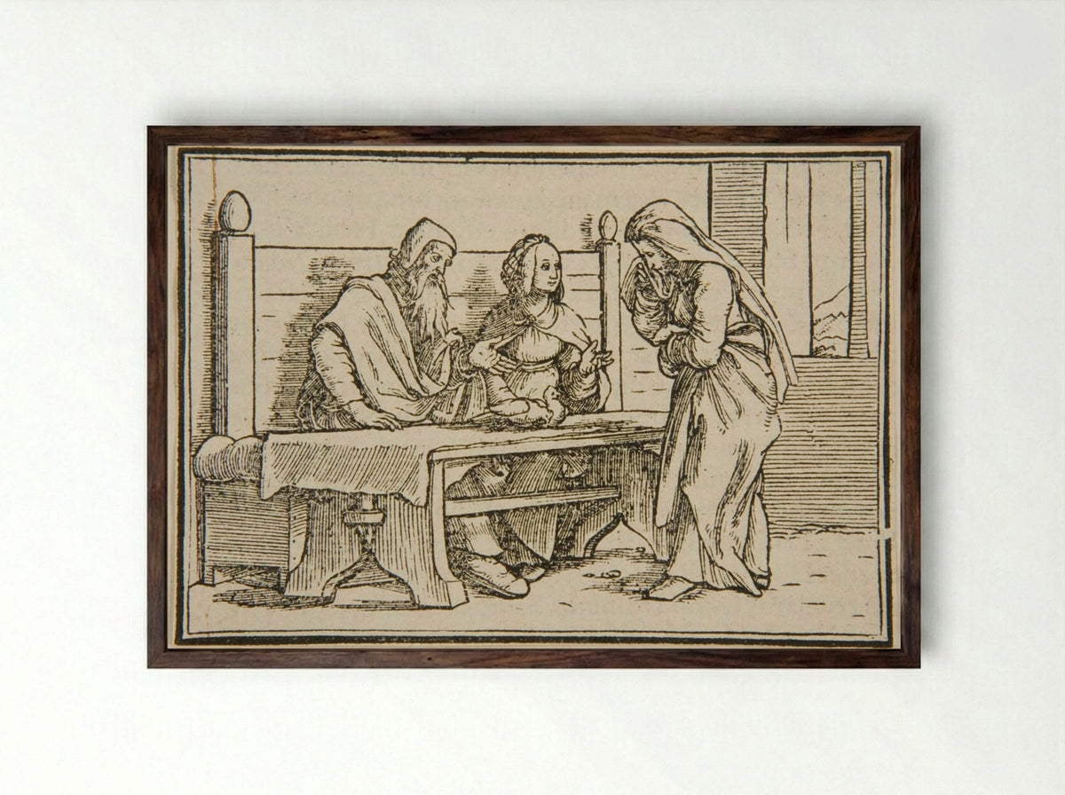Hannah's Prayer - Hans Holbein the Younger - Framed Print Dark Wood