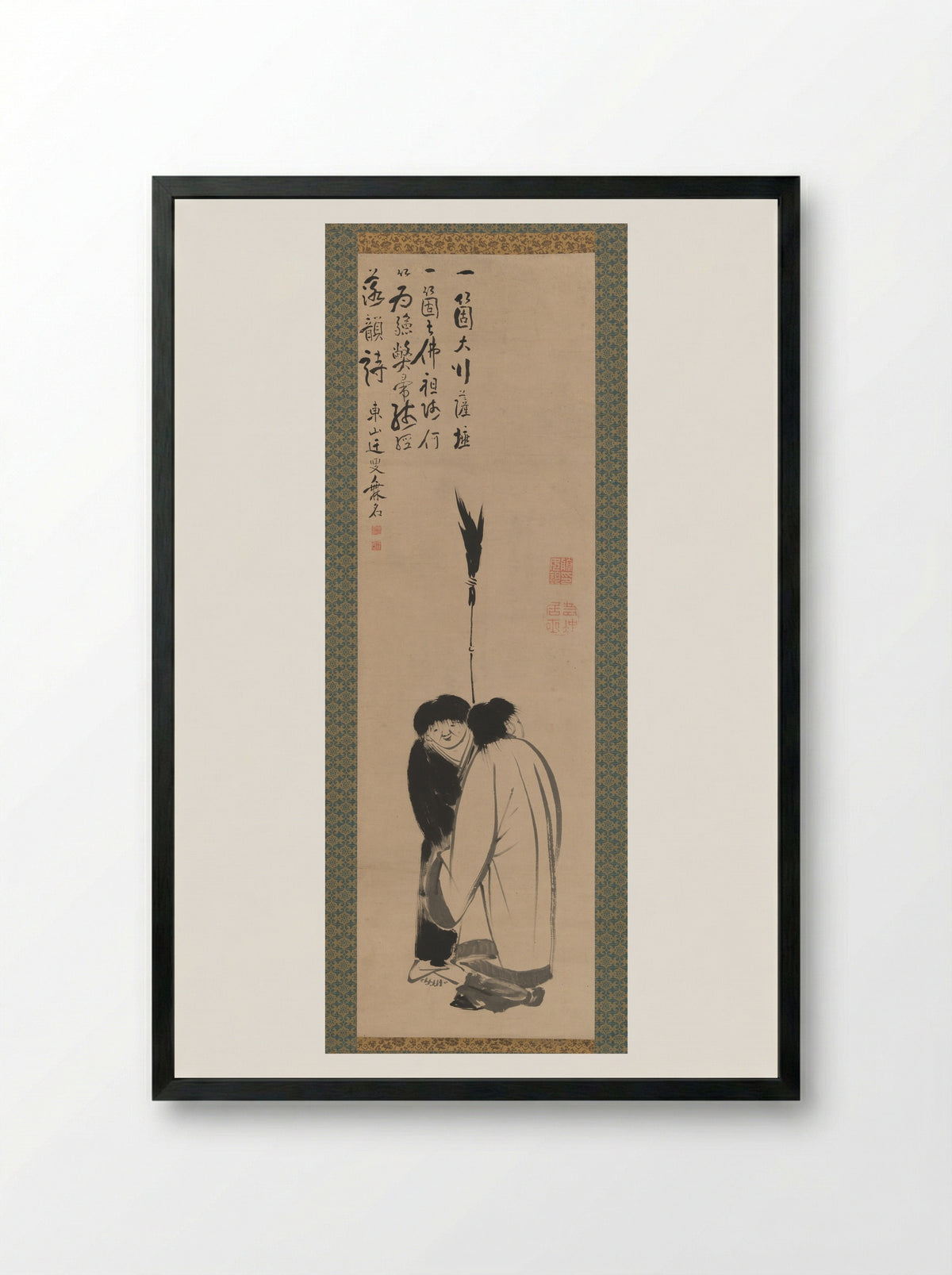 Hanshan and Shide - Itō Jakuchū - Framed Print Black