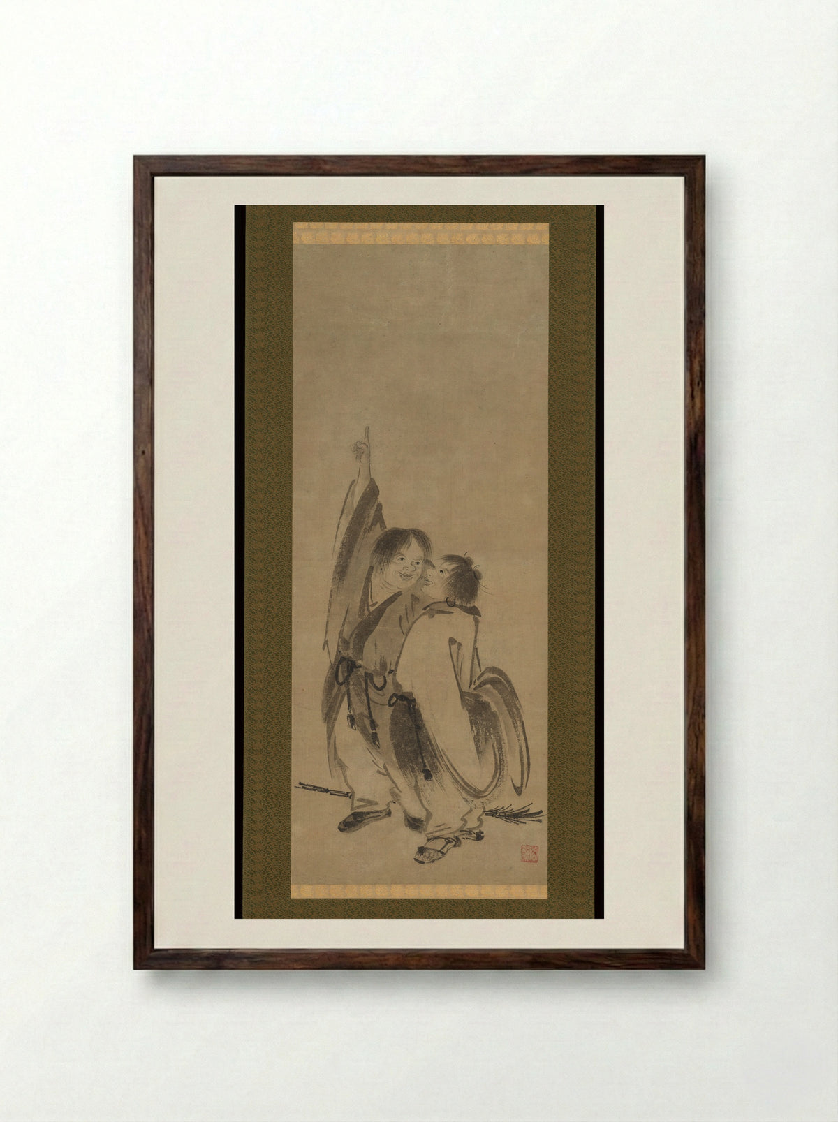 Hanshan and Shide - Kenkō Shōkei - Framed Print Dark Wood