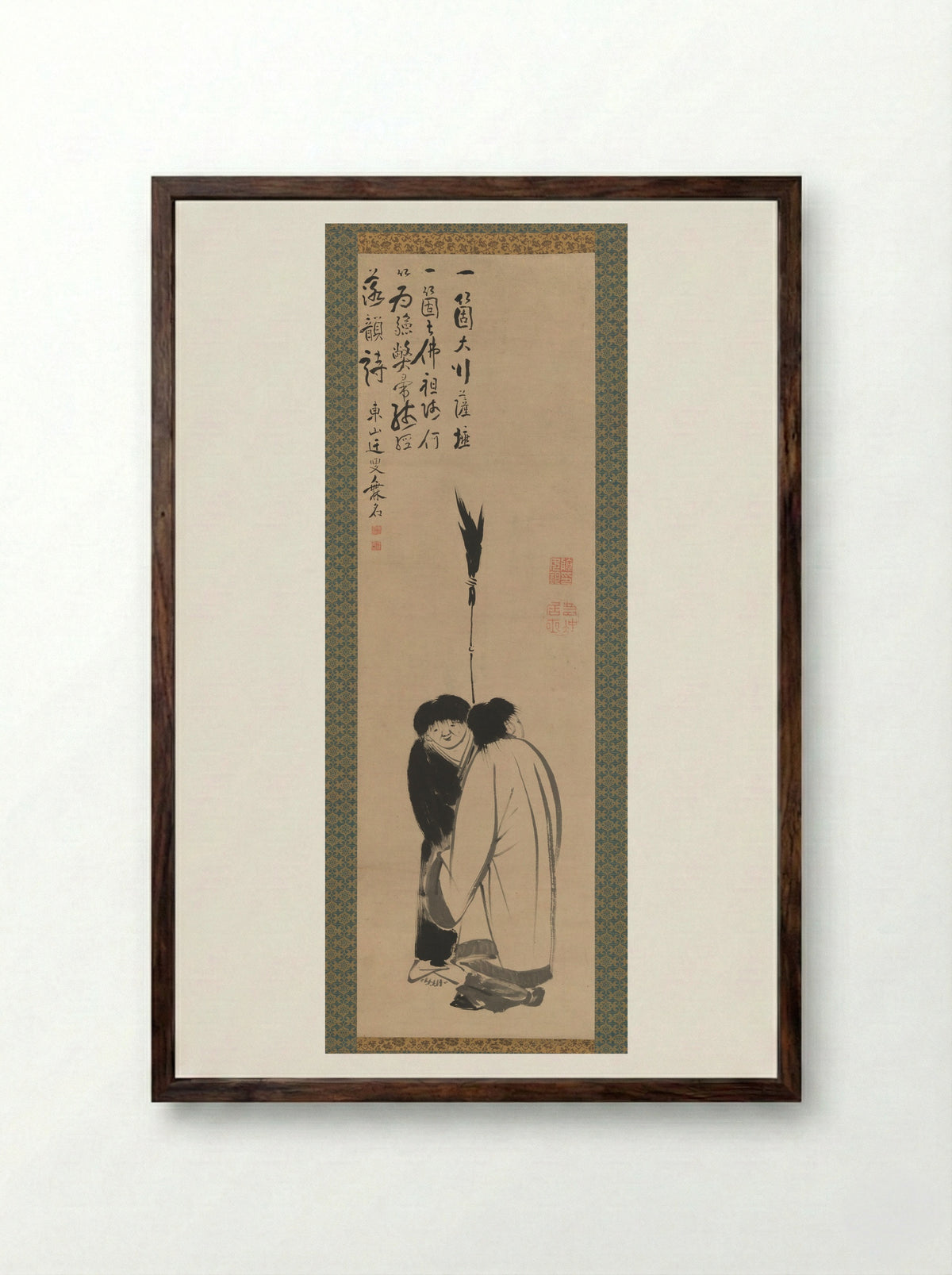Hanshan and Shide - Itō Jakuchū - Framed Print Dark Wood