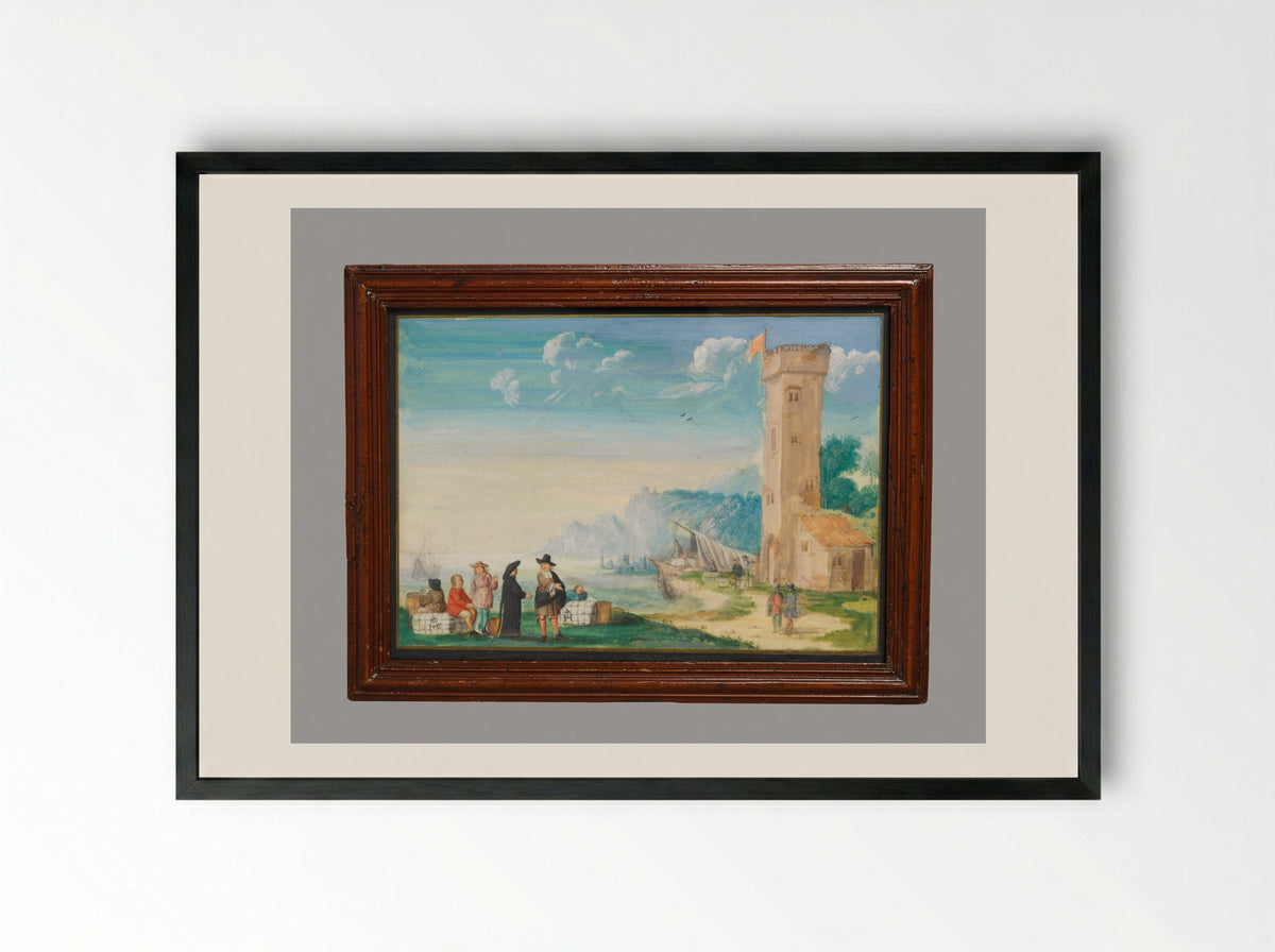 Harbor Scene (Flemish Painter) - Flemish Painter - Framed Print Black