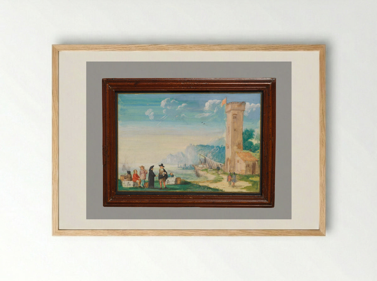 Harbor Scene (Flemish Painter) - Flemish Painter - Framed Print Wood