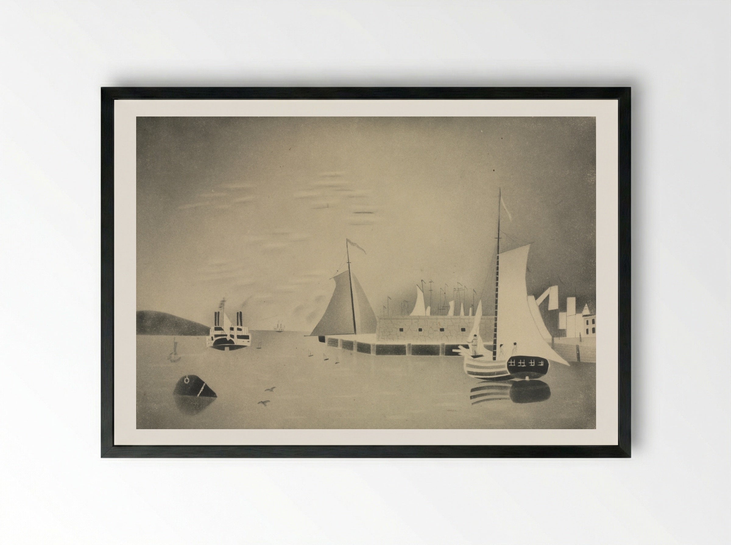Harbor Scene - Mary Altha Nims - Framed Print Black