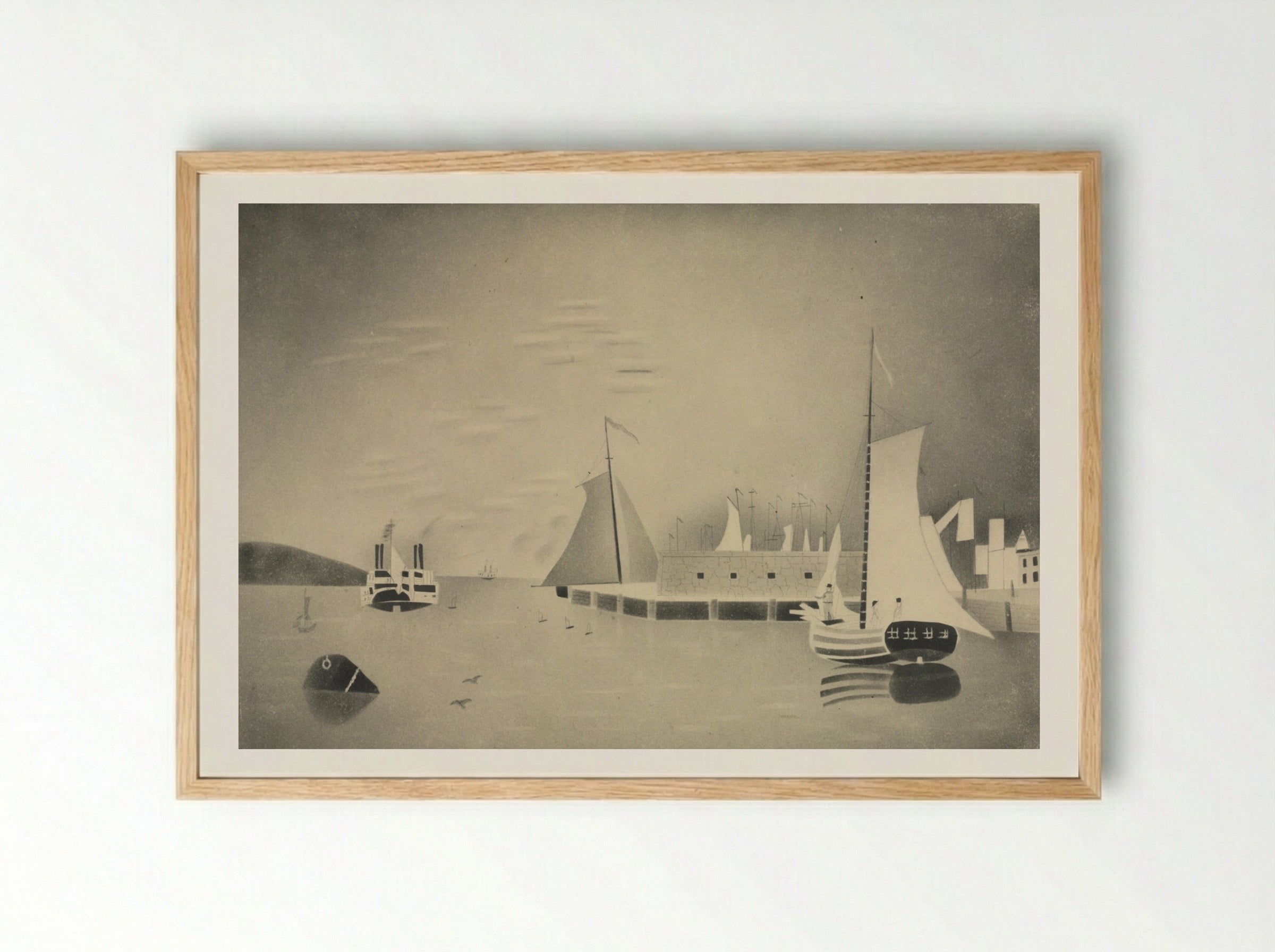 Harbor Scene - Mary Altha Nims - Framed Print Wood