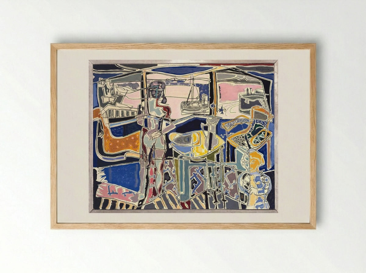 Harbour Window with Two Figures, St Ives: July 1950 - Patrick Heron - Framed Print Wood