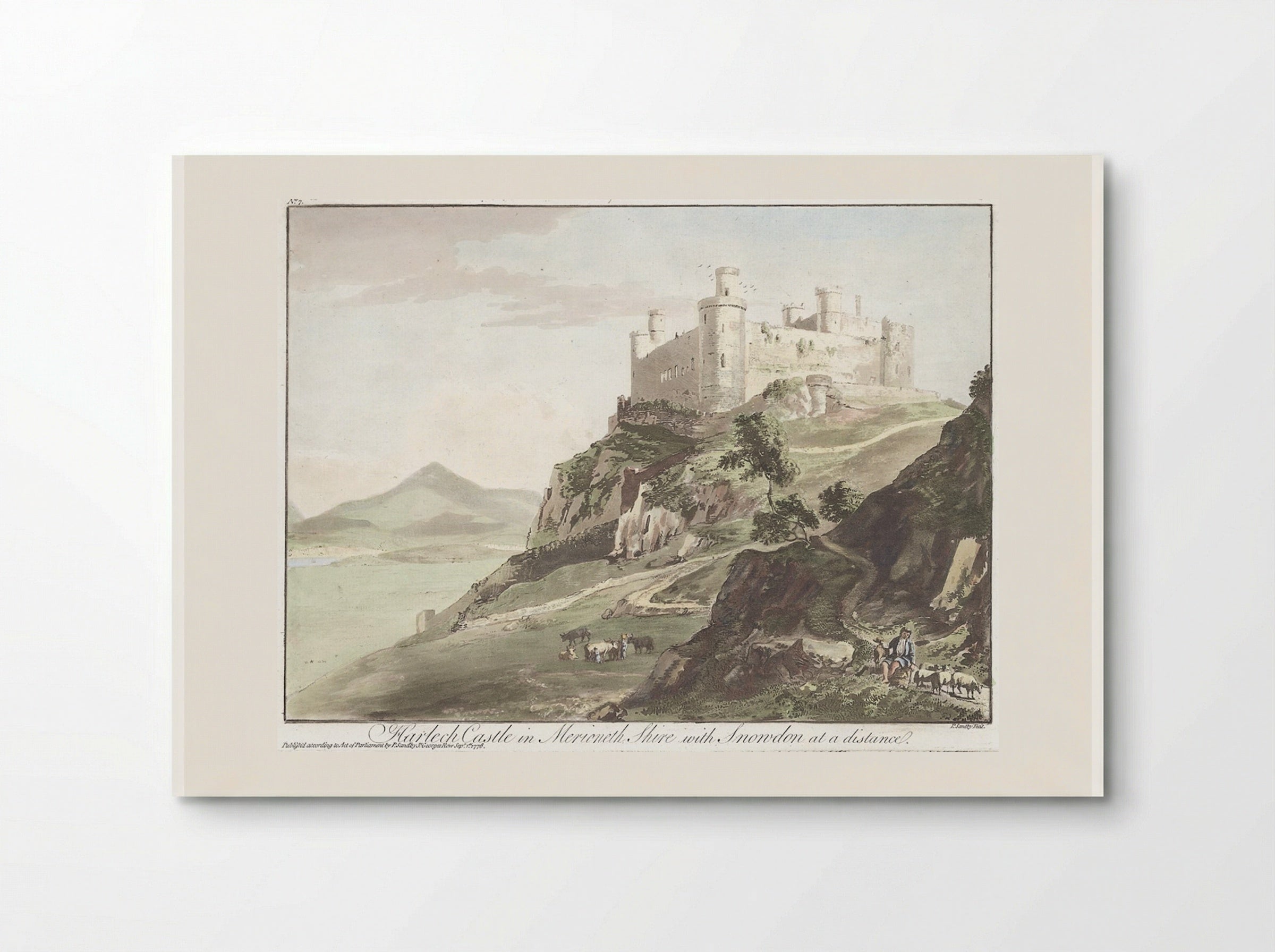 Harlech Castle in Merioneth Shire with Snowdon at a Distance - Paul Sandby - Poster