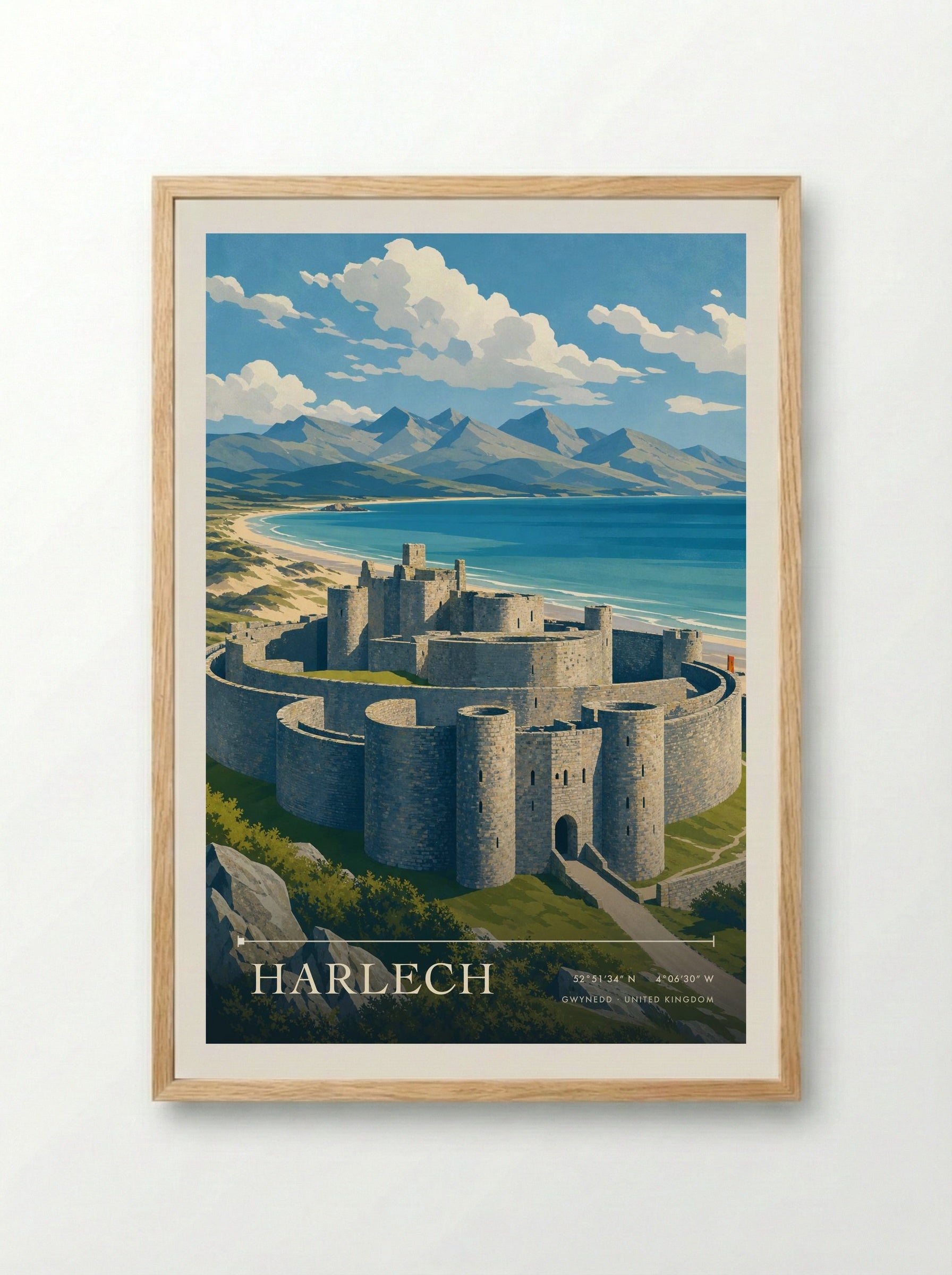Harlech Gwynedd United Kingdom Travel Poster - Framed Print Wood
