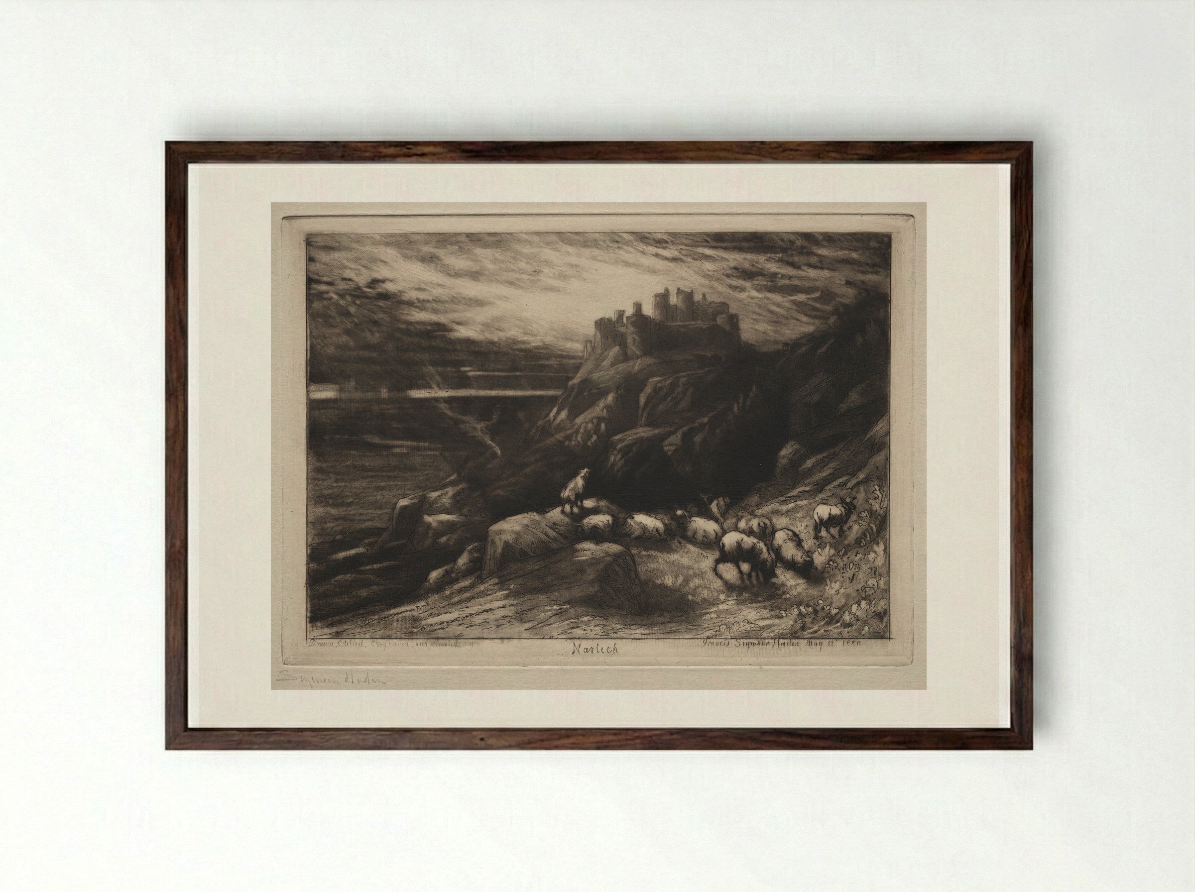 Harlech - Francis Seymour Haden - Framed Print Dark Wood