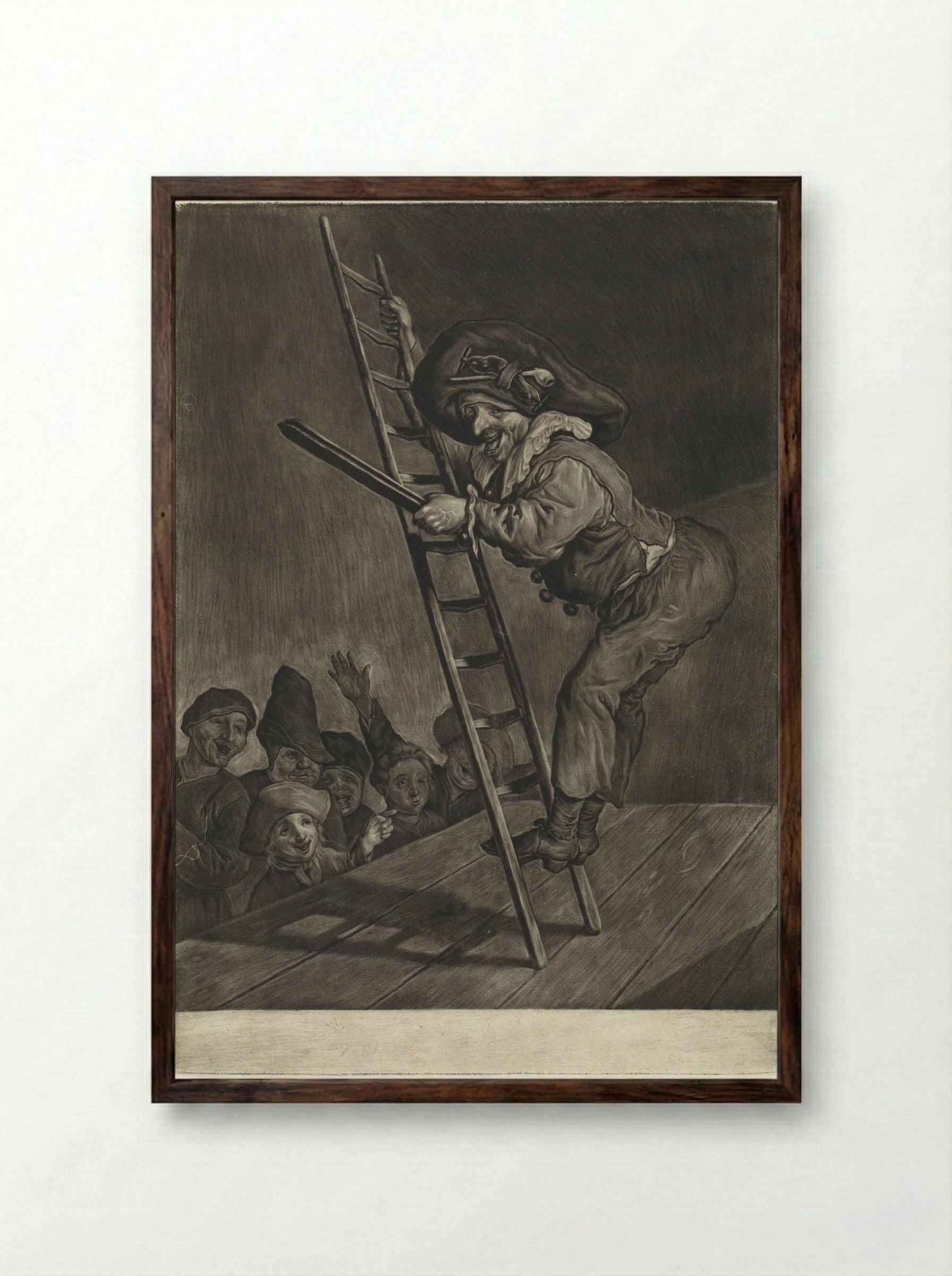 Harlekijn - Cornelis Dusart - Framed Print Dark Wood