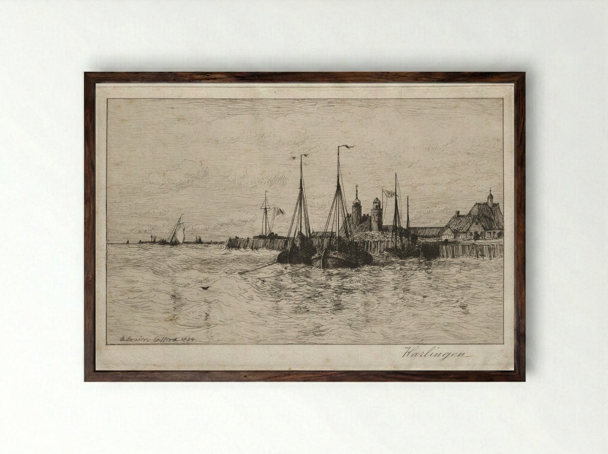 Harlingen - Robert Swain Gifford - Framed Print Dark Wood