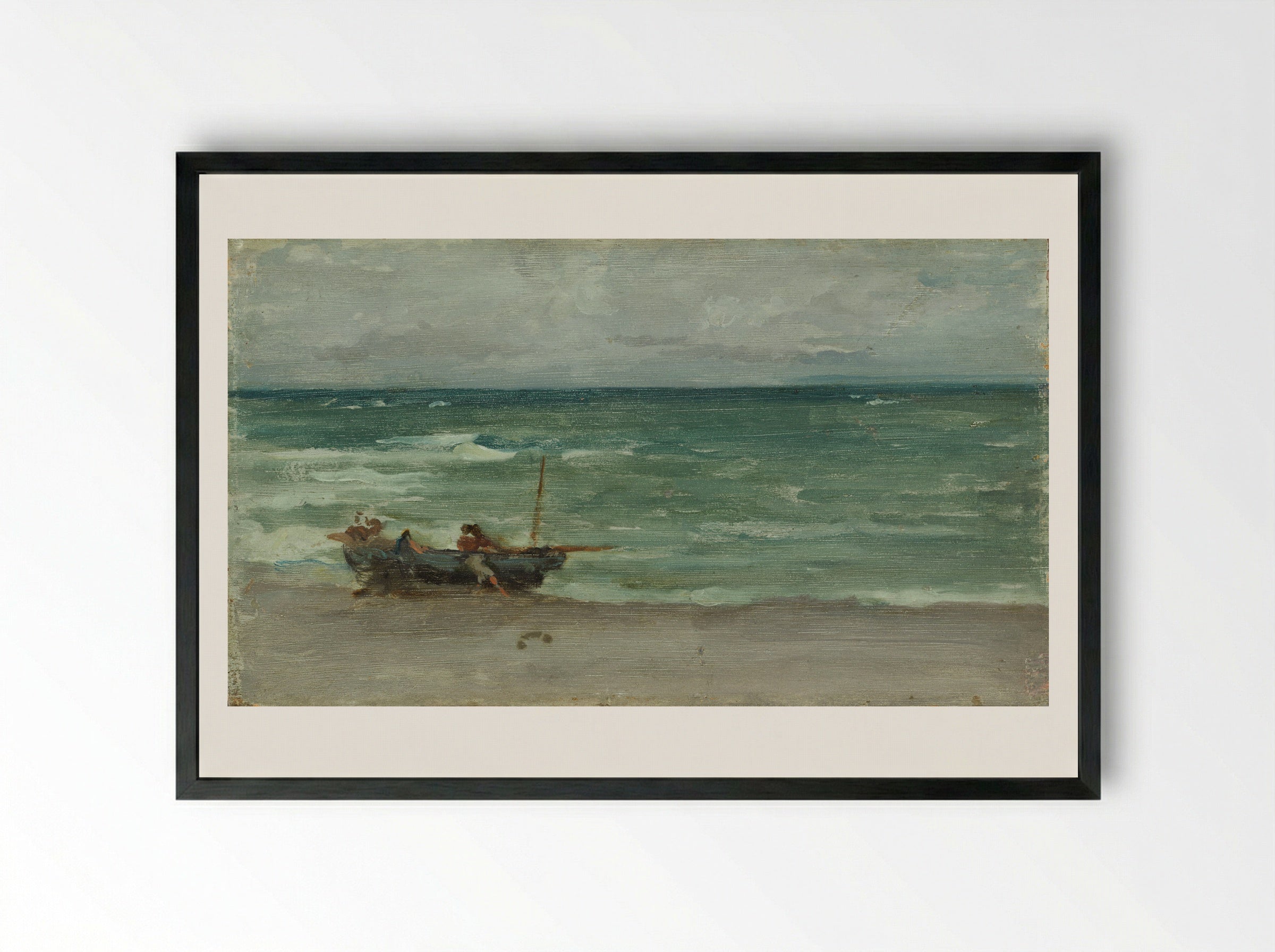 Harmony in Blue and Silver: Beaching the Boat, Étretat - James Abbott McNeill Whistler - Framed Print Black