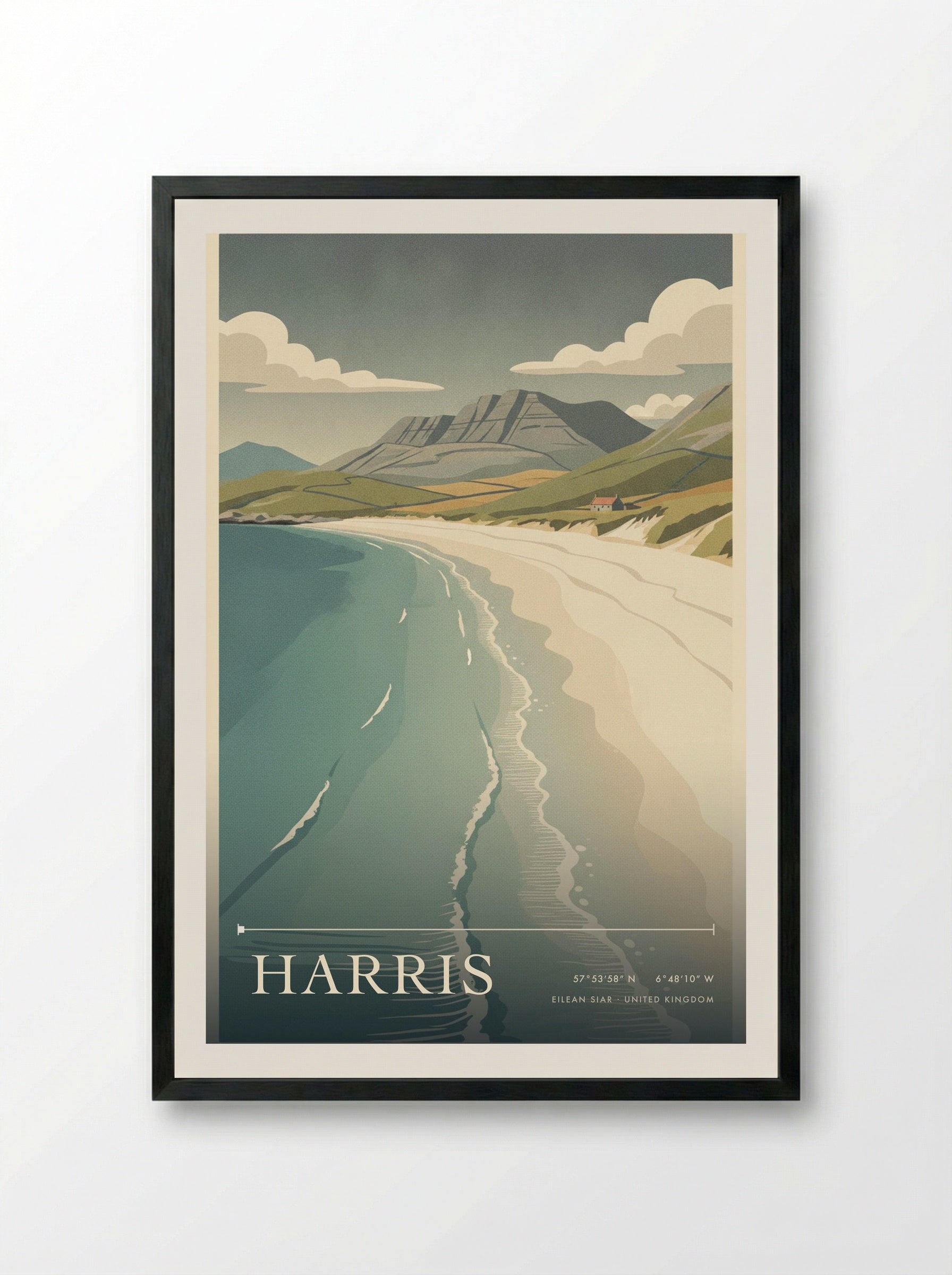 Harris Eilean Siar United Kingdom Travel Poster - Framed Print Black