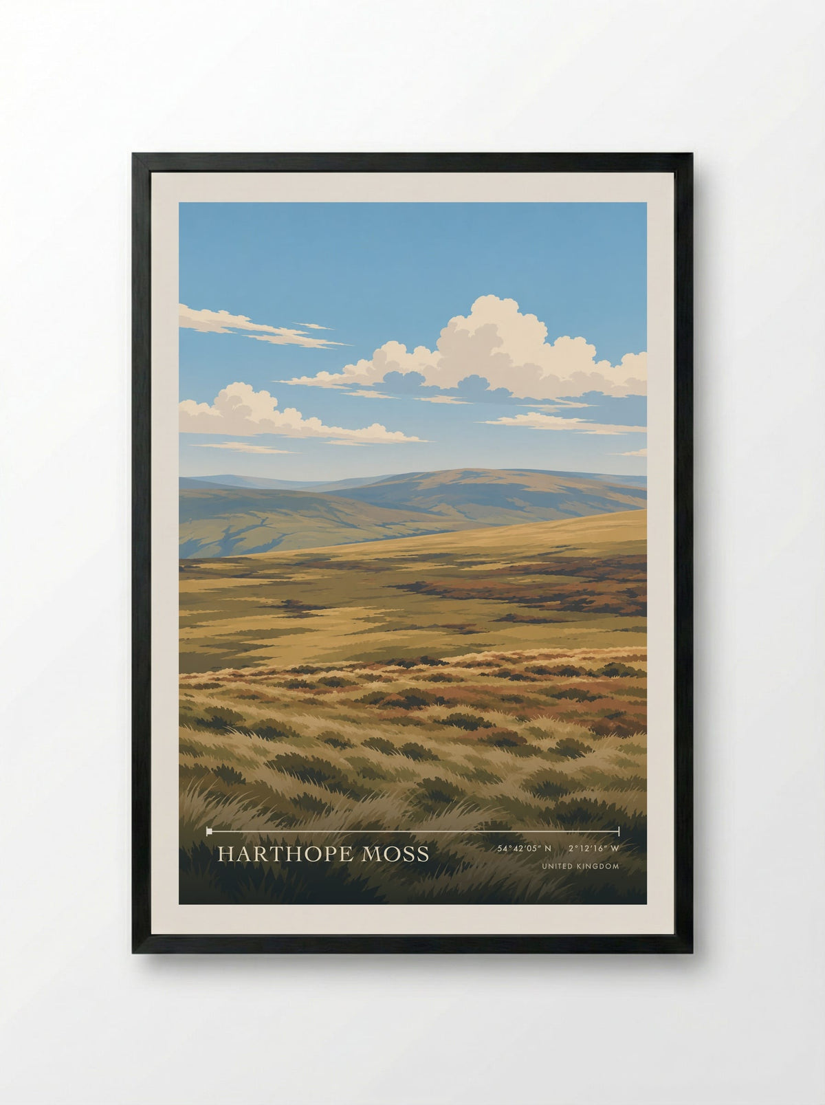 Harthope Moss | Travel Poster - Framed Print Black