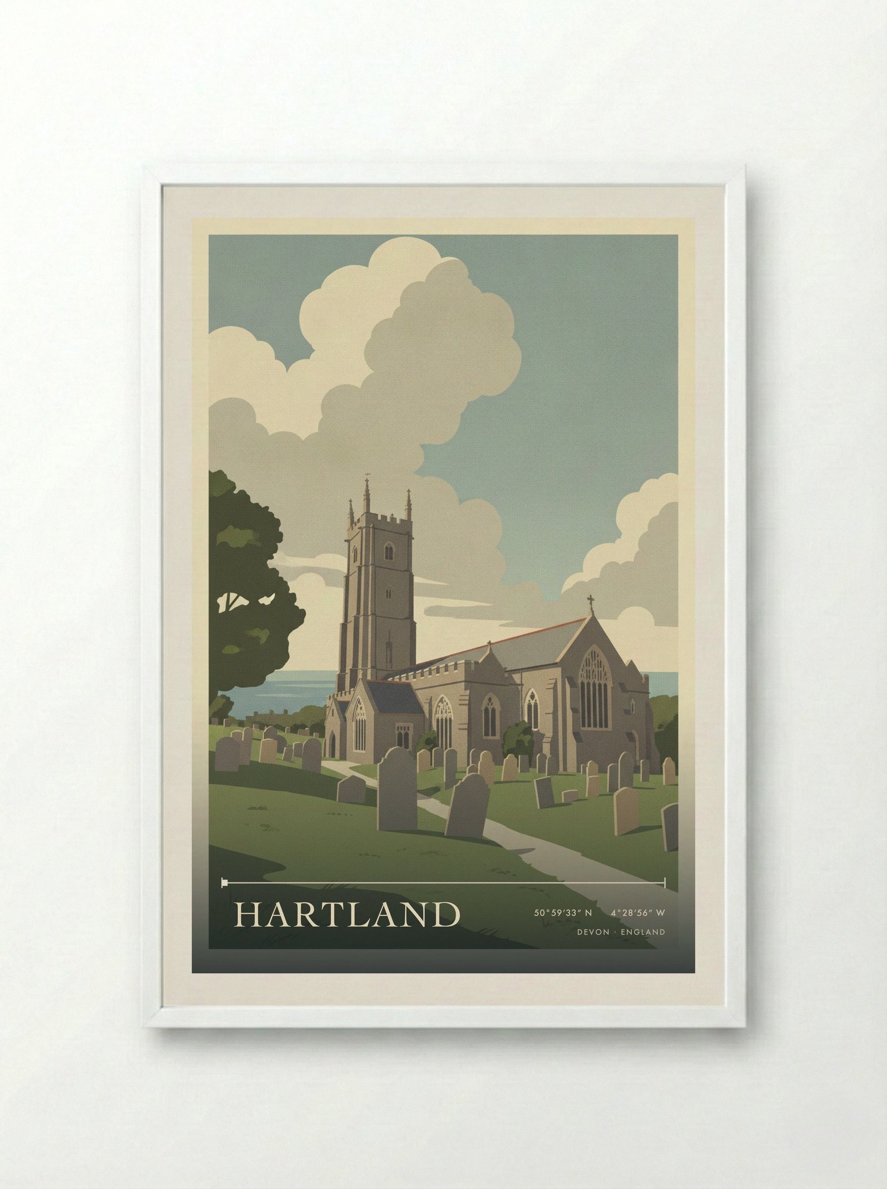 Hartland Devon England Travel Poster - Framed Print White