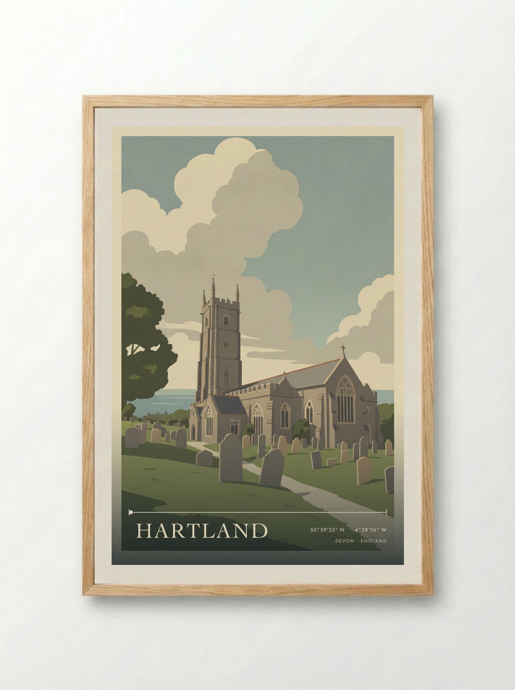 Hartland Devon England Travel Poster - Framed Print Wood