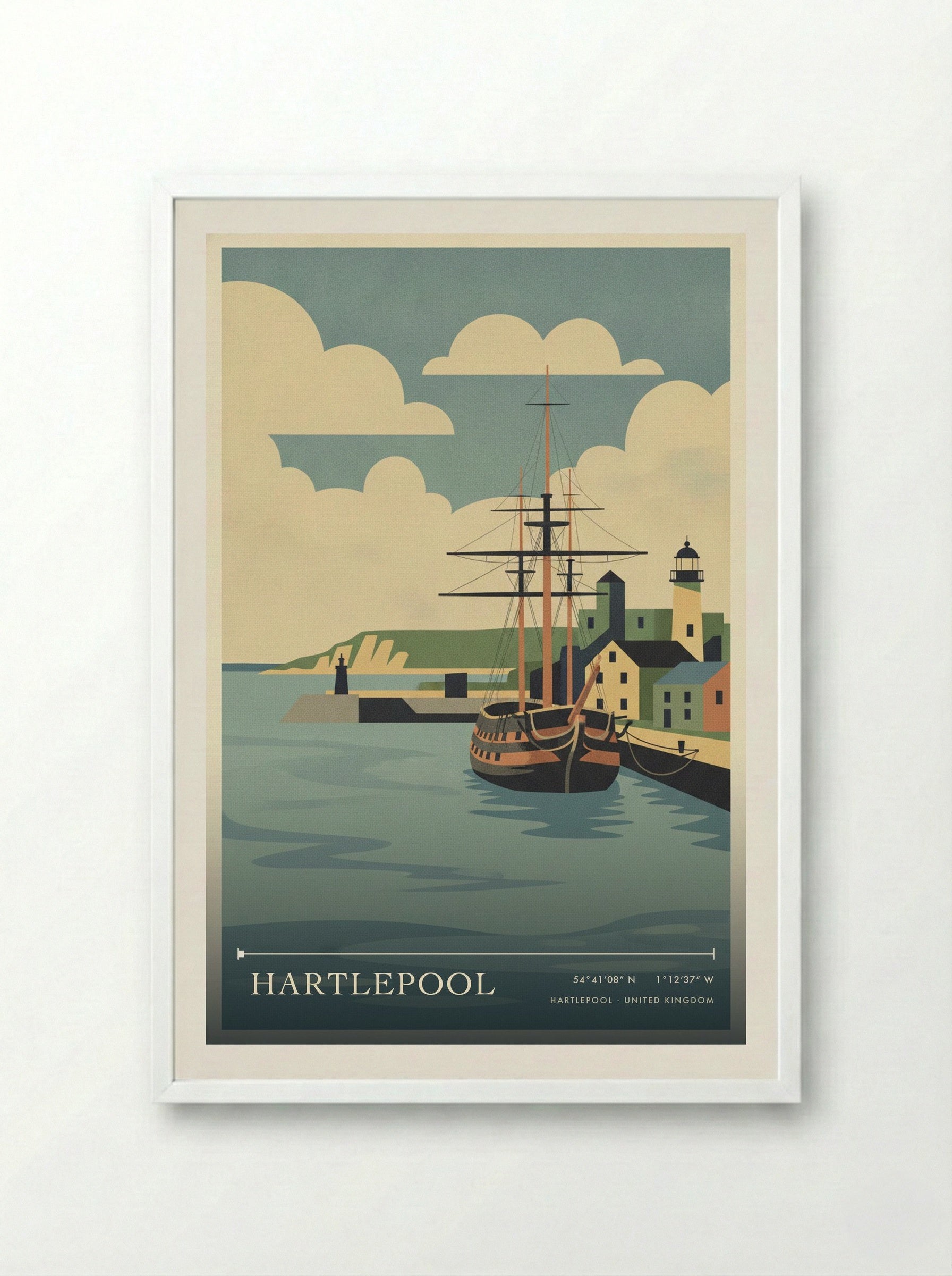 Hartlepool United Kingdom Travel Poster - Framed Print White