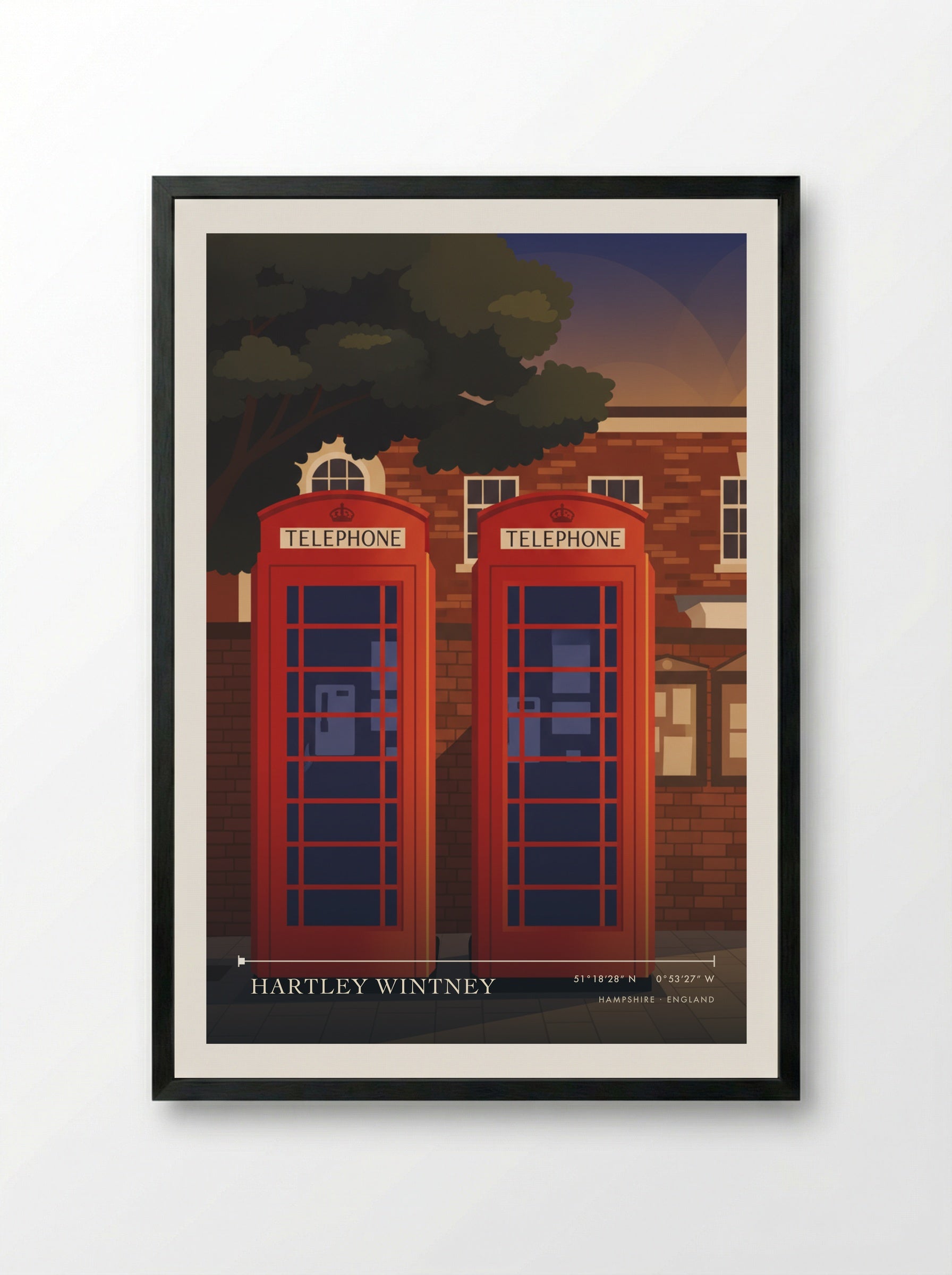 Hartley Wintney Hampshire England Travel Poster - Framed Print Black