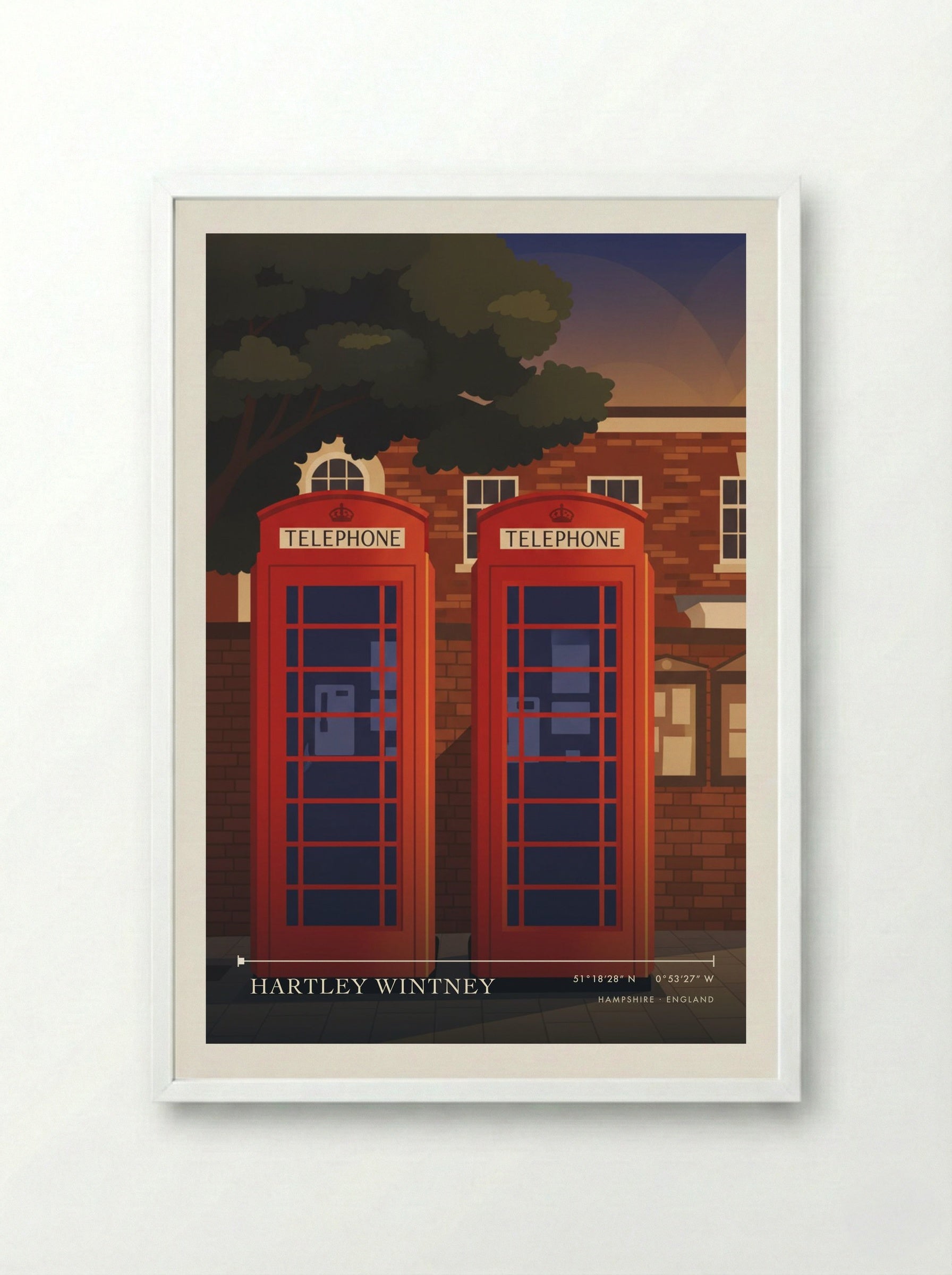 Hartley Wintney Hampshire England Travel Poster - Framed Print White