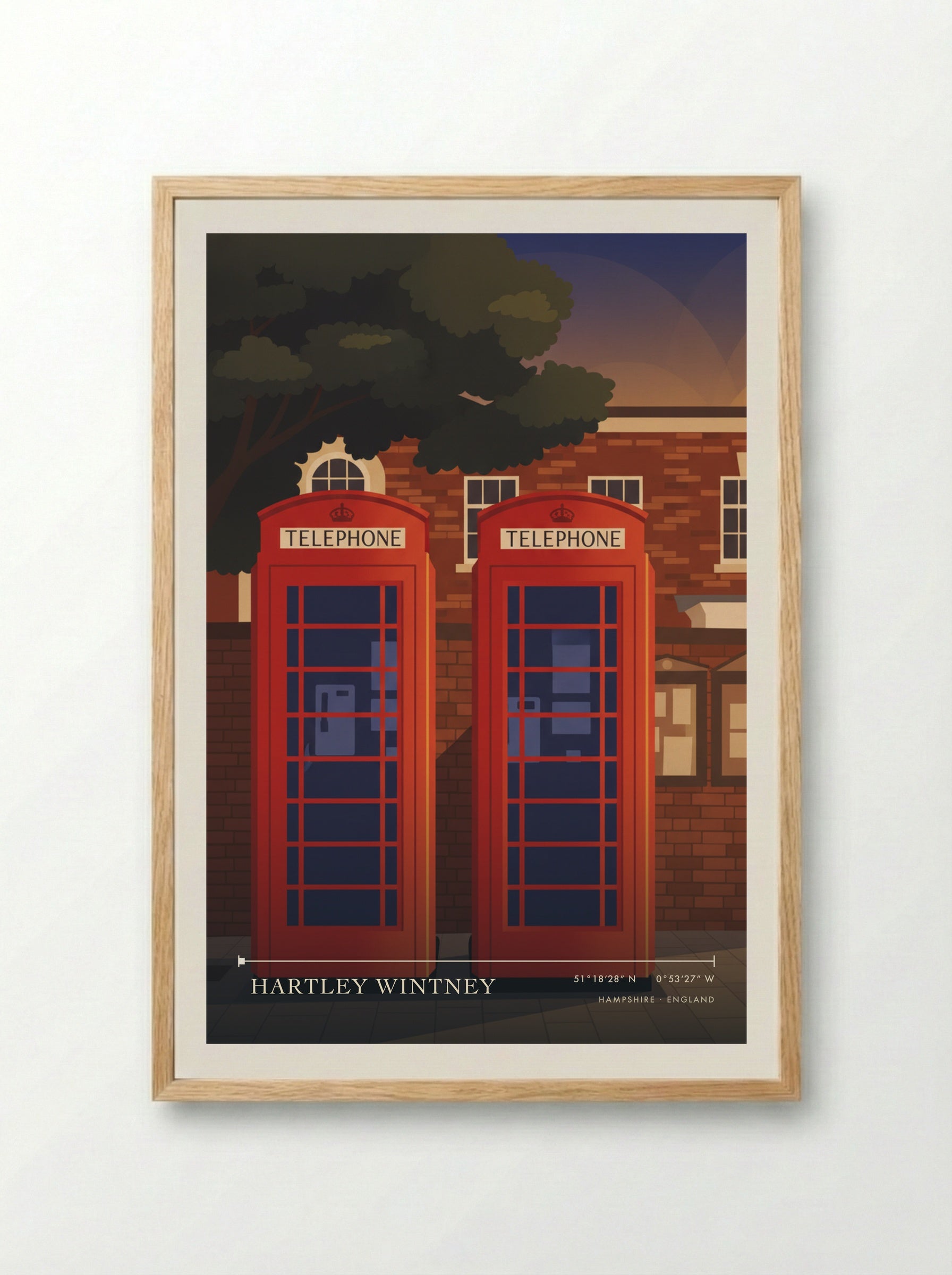 Hartley Wintney Hampshire England Travel Poster - Framed Print Wood