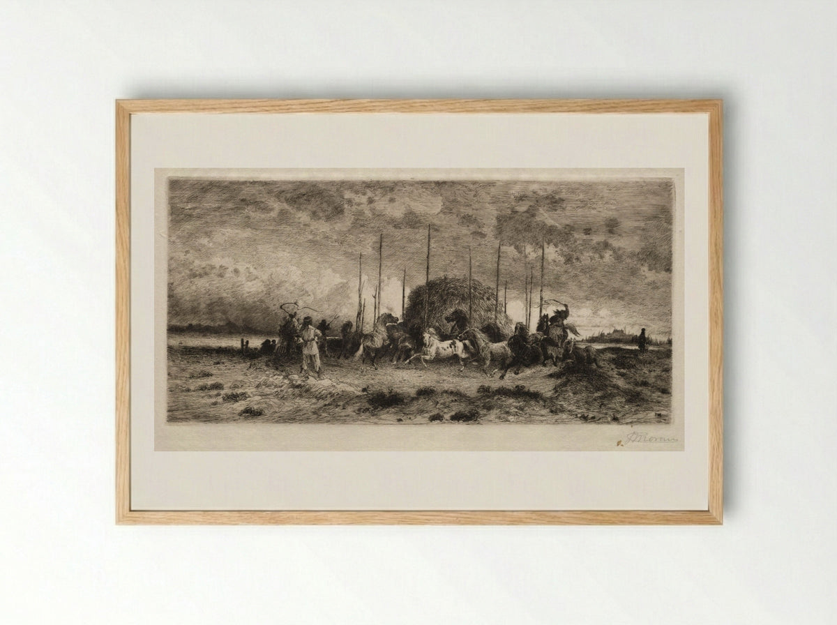Harvest at San Juan, New Mexico - Peter Moran - Framed Print Wood