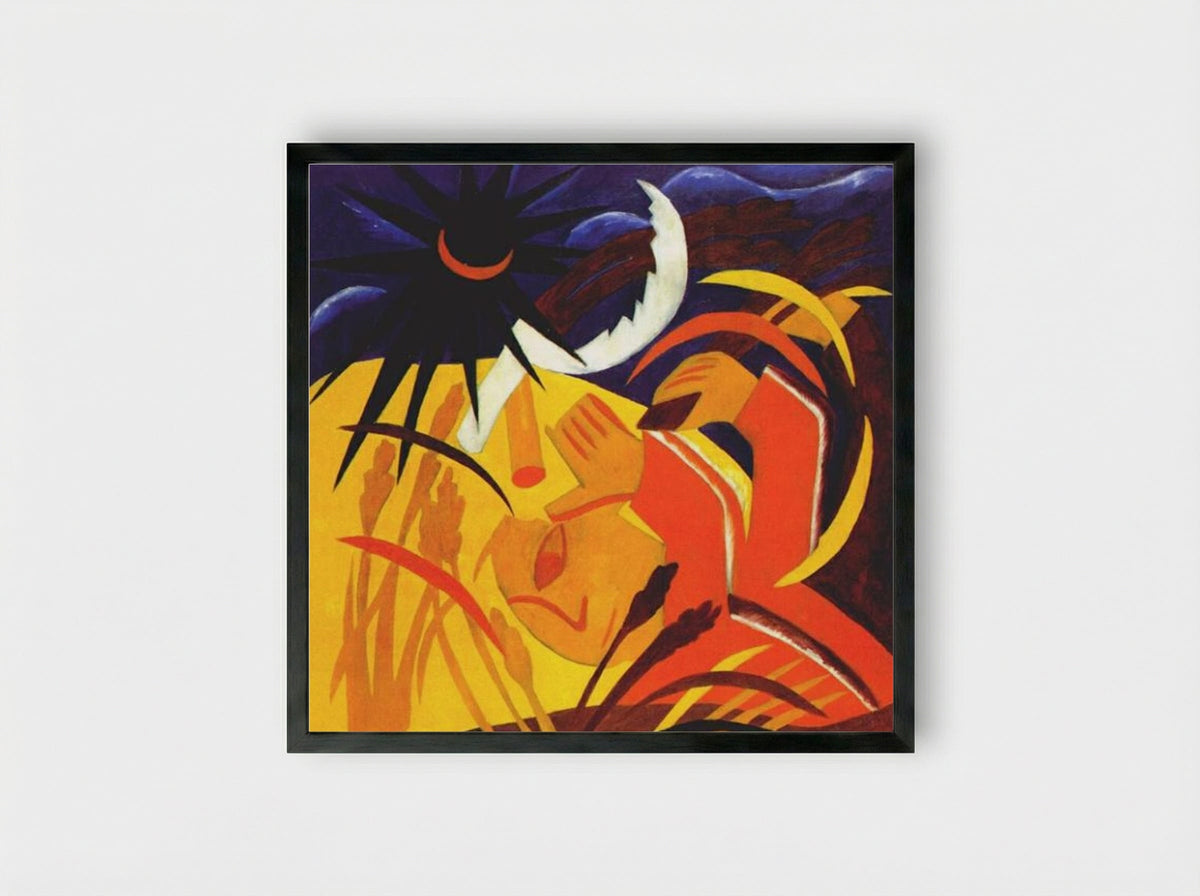 Harvest - Natalia Goncharova - Framed Print Black