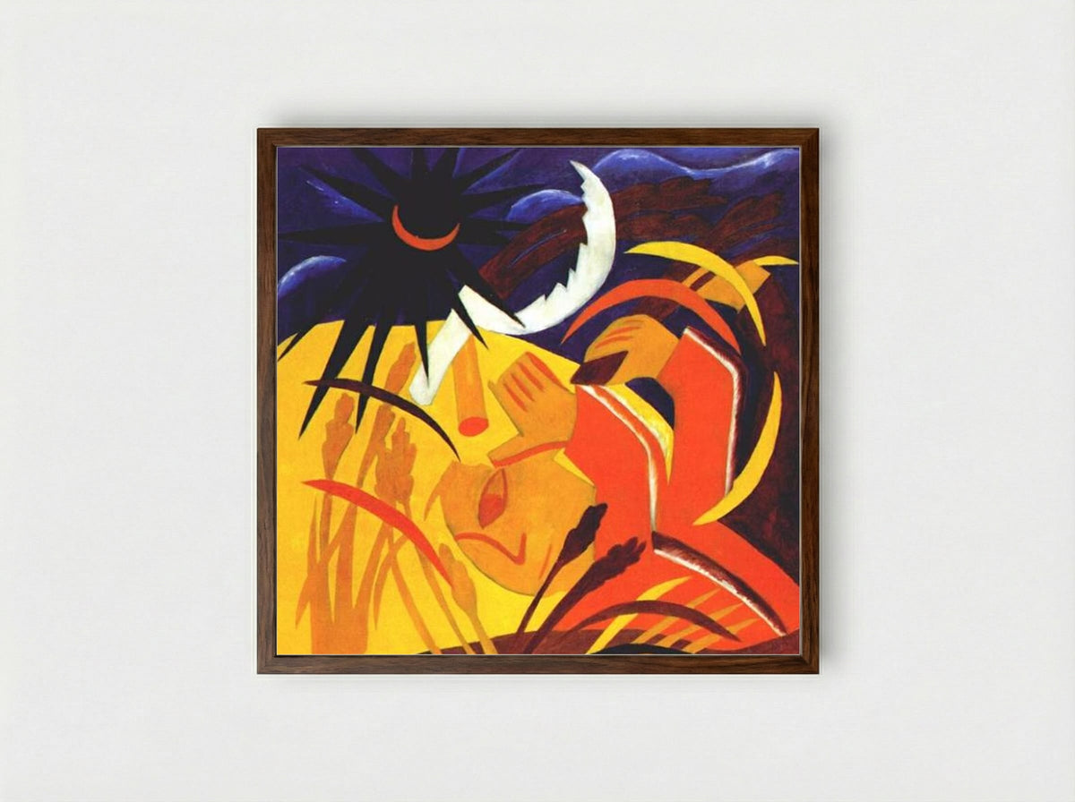 Harvest - Natalia Goncharova - Framed Print Dark Wood