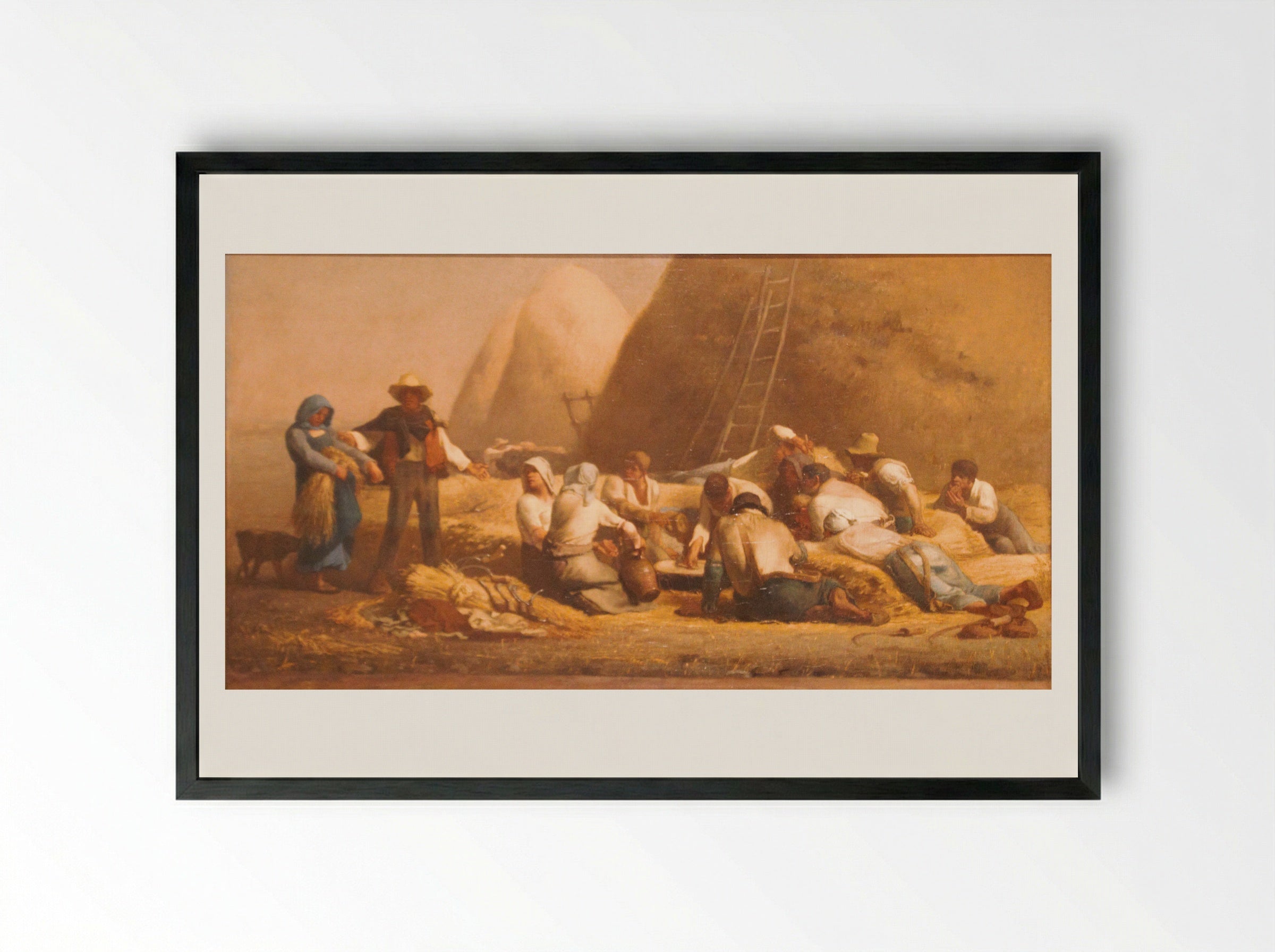 Harvesters Resting - Jean-François Millet - Framed Print Black