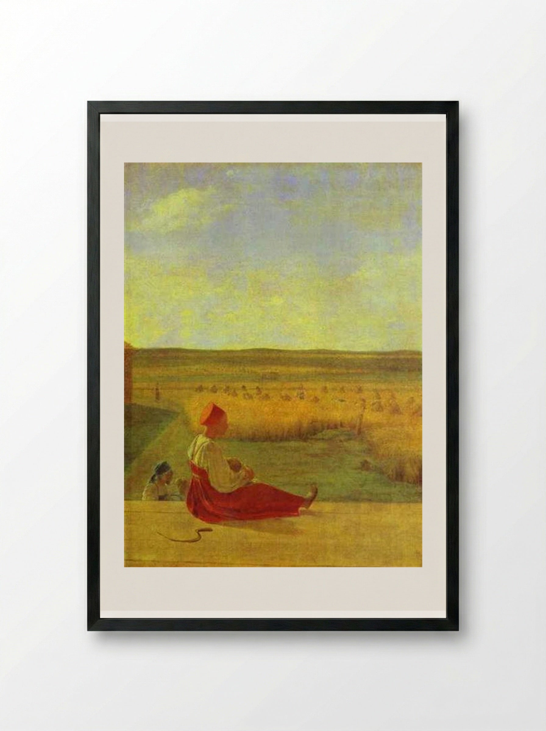 Harvesting. Summer - Alexey Venetsianov - Framed Print Black