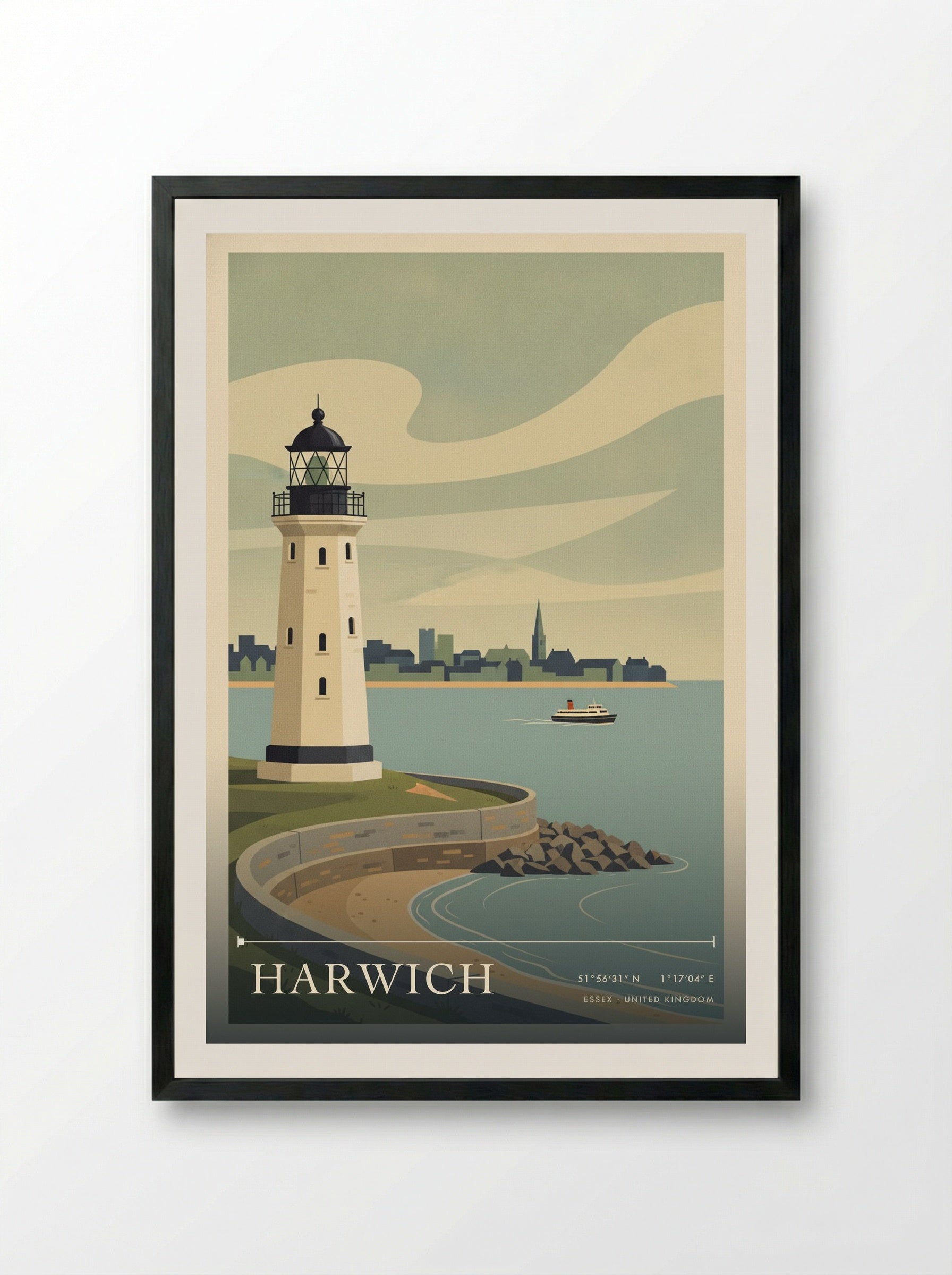 Harwich Essex United Kingdom Travel Poster - Framed Print Black