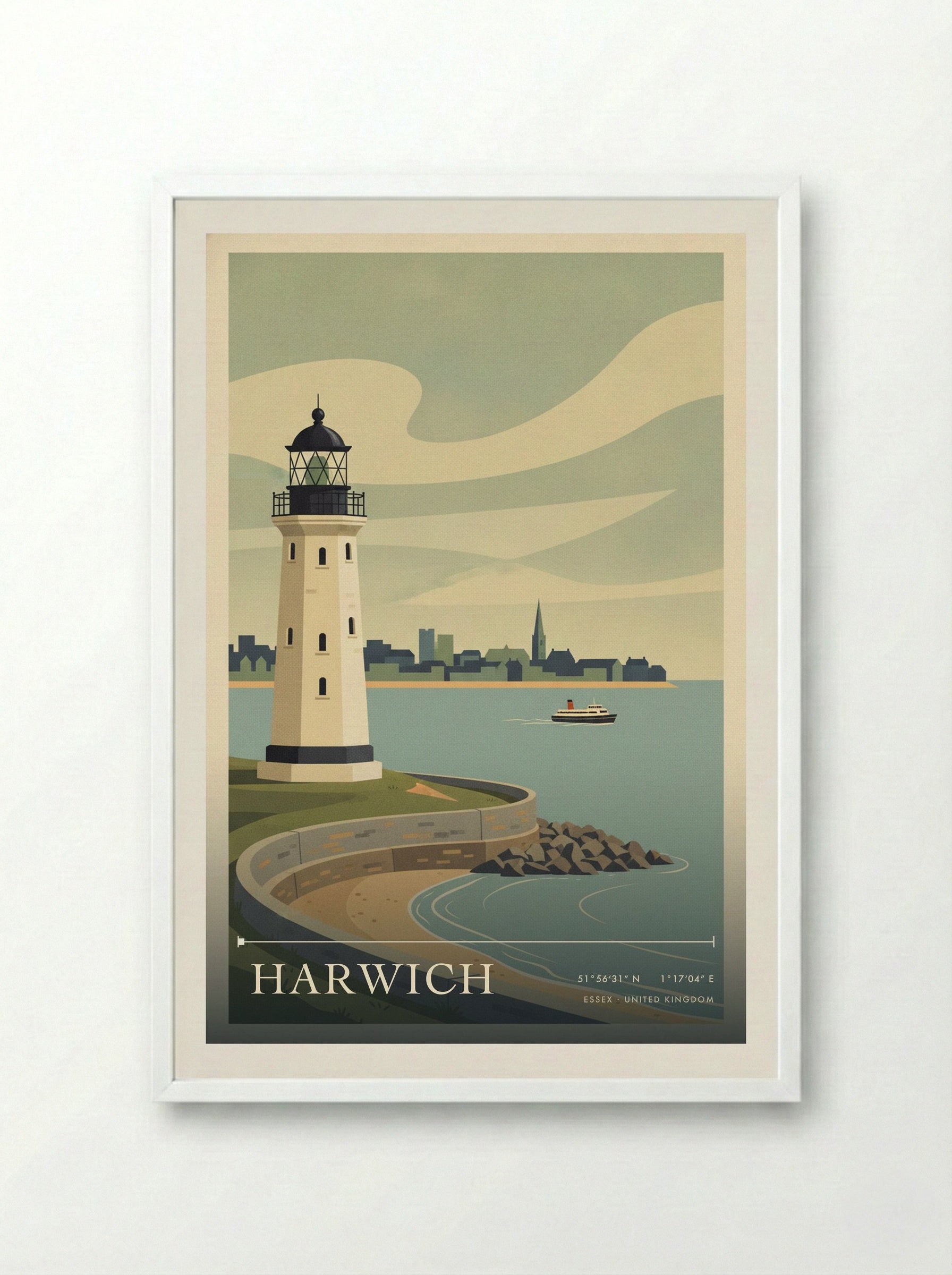 Harwich Essex United Kingdom Travel Poster - Framed Print White