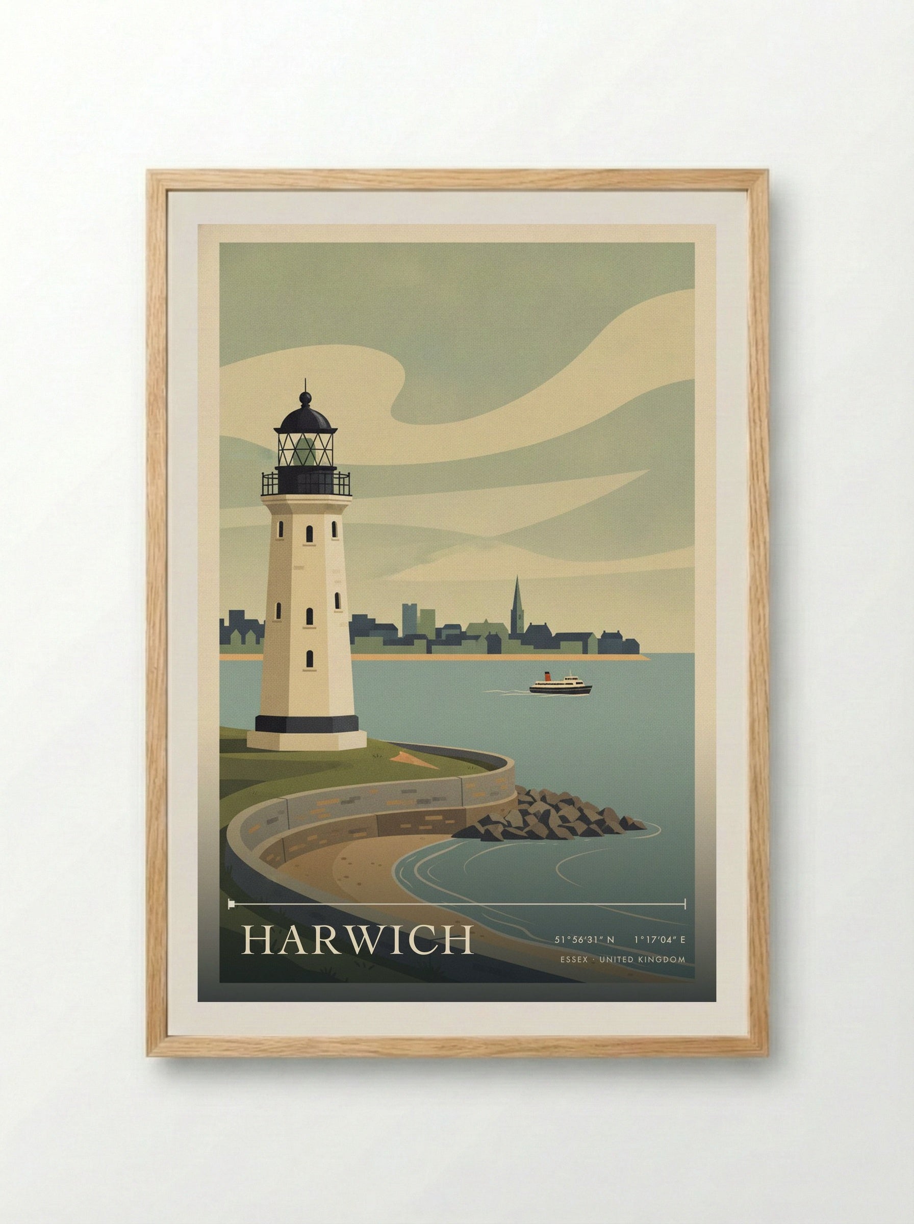 Harwich Essex United Kingdom Travel Poster - Framed Print Wood