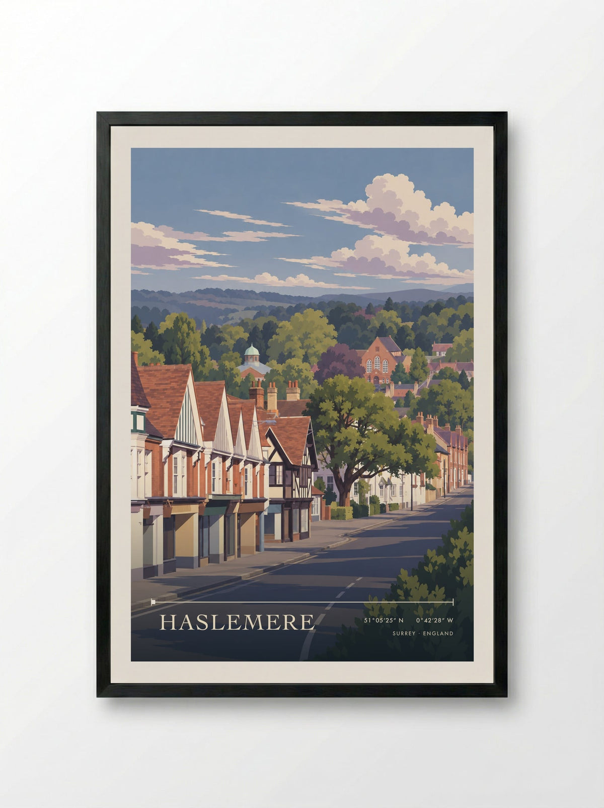 Haslemere, Surrey | Travel Poster - Framed Print Black