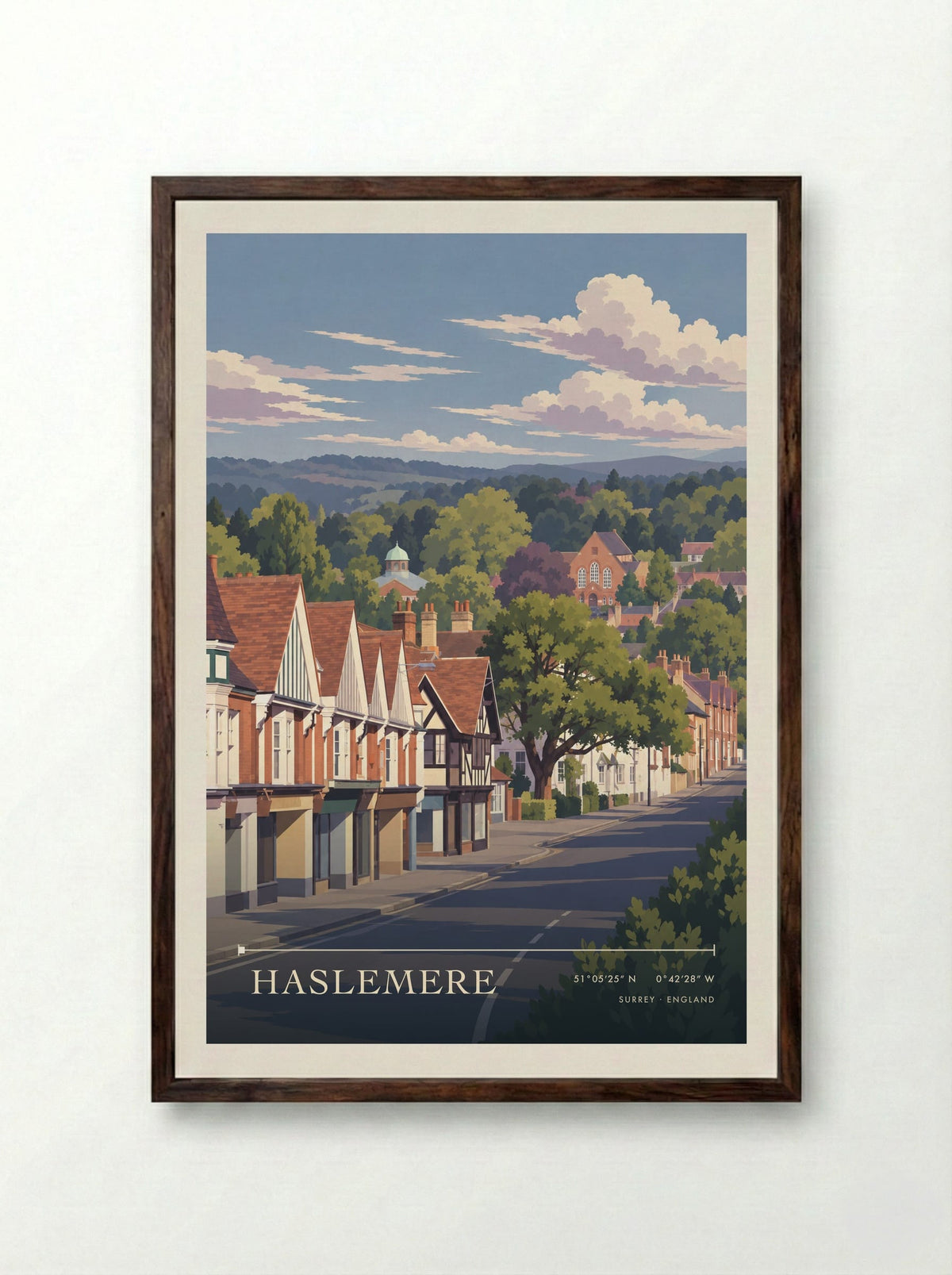 Haslemere, Surrey | Travel Poster - Framed Print Dark Wood