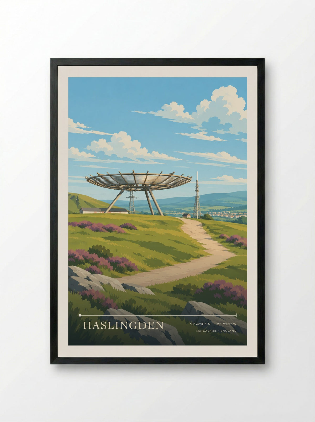 Haslingden, Lancashire | Travel Poster - Framed Print Black