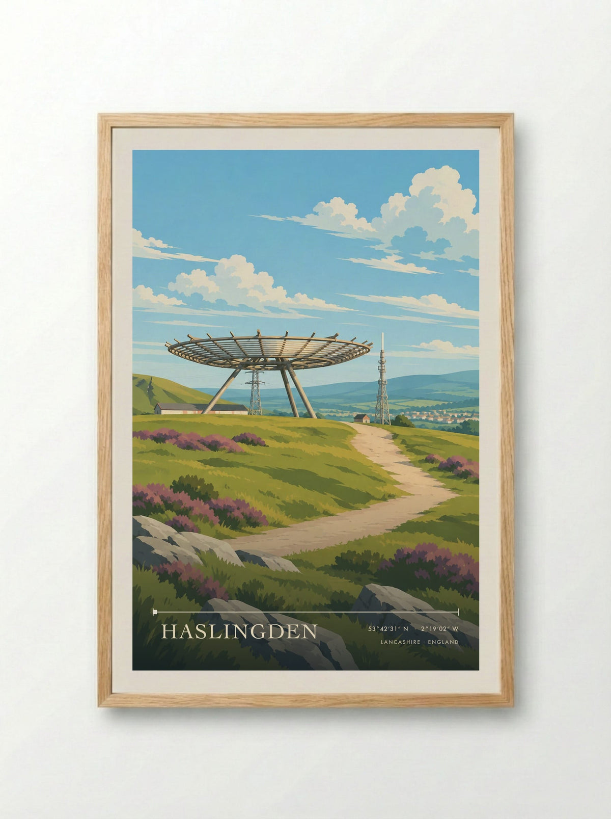 Haslingden, Lancashire | Travel Poster - Framed Print Wood