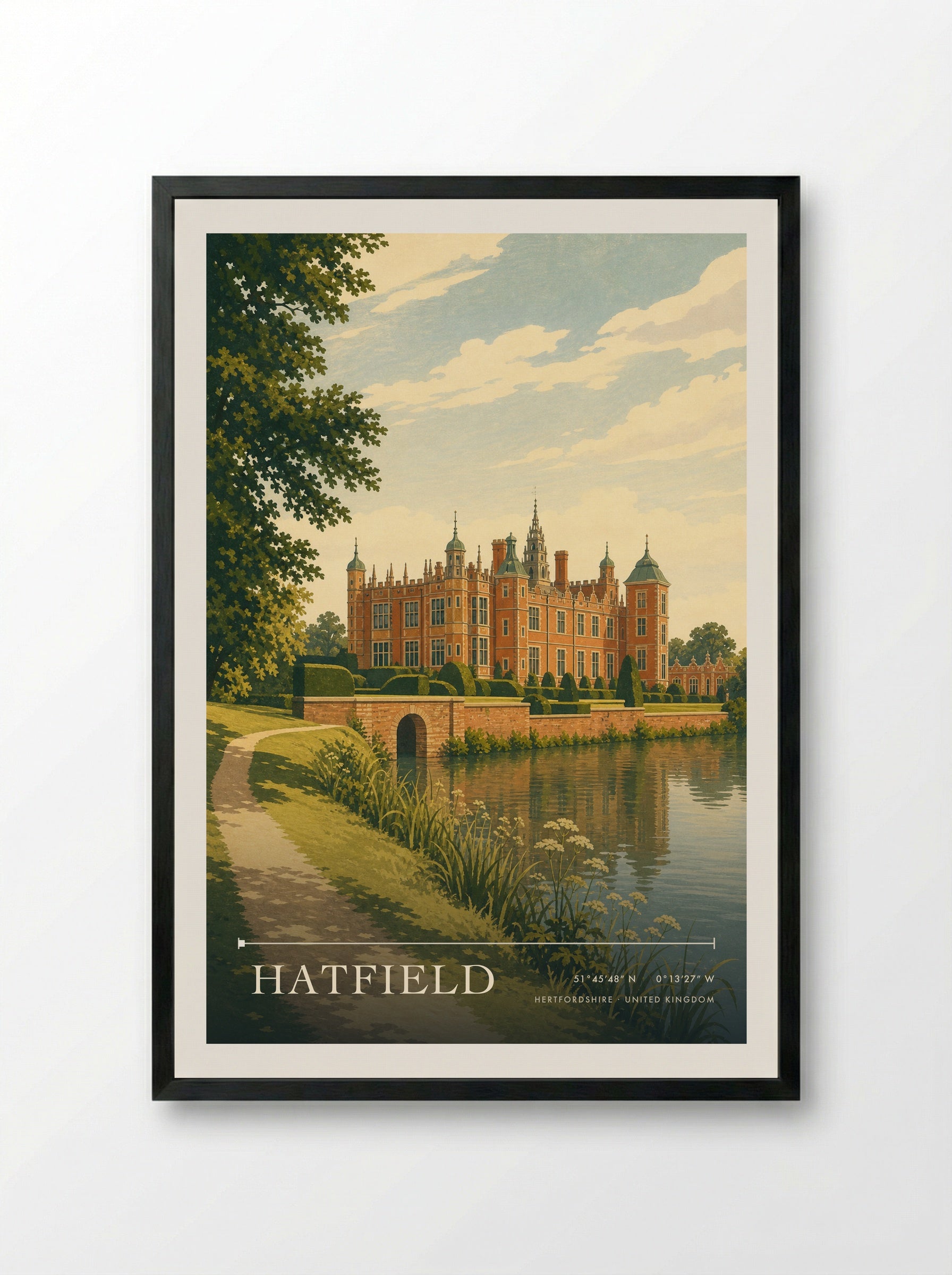 Hatfield Hertfordshire United Kingdom Travel Poster - Framed Print Black