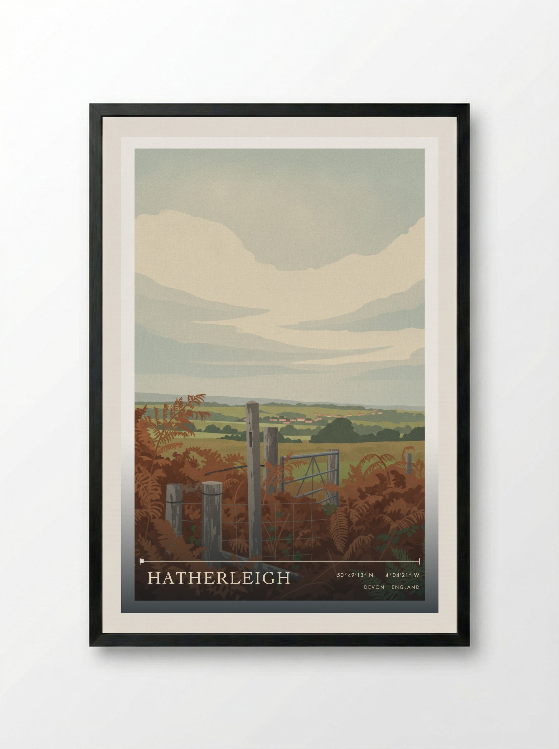 Hatherleigh Devon England Travel Poster - Framed Print Black