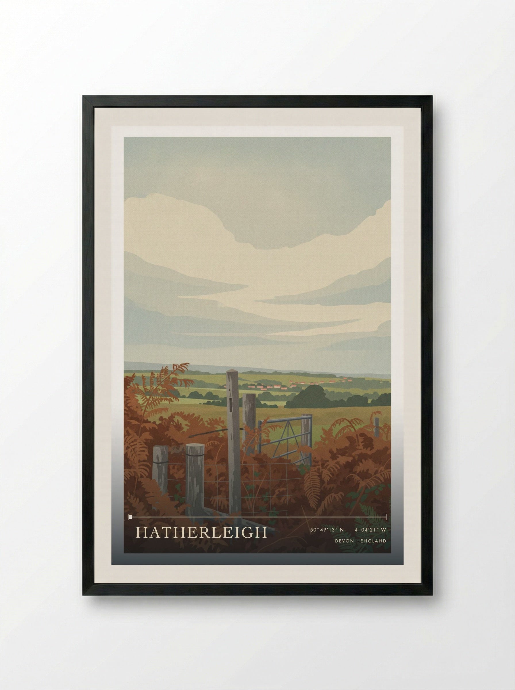 Hatherleigh Devon England Travel Poster - Framed Print Black