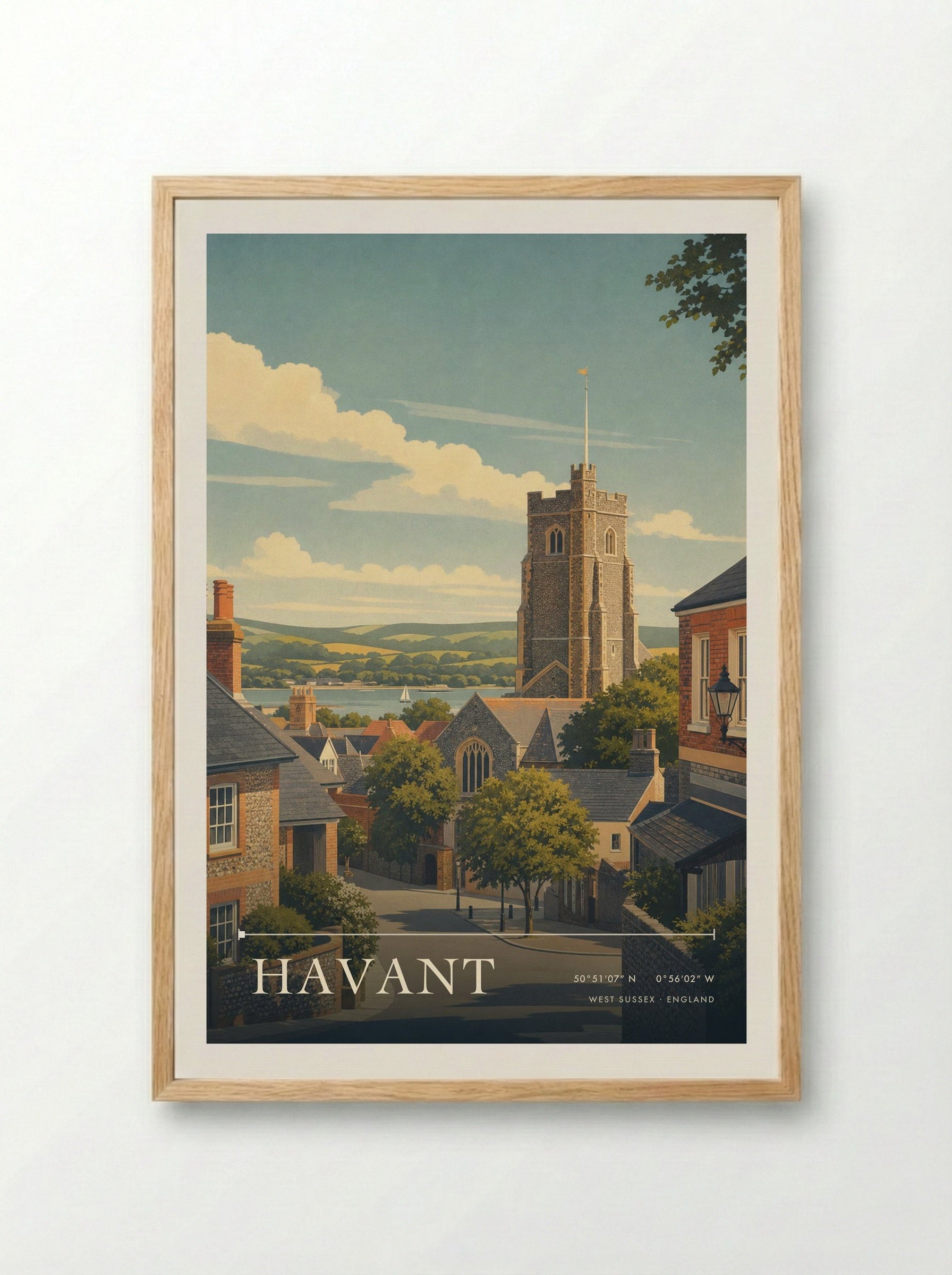Havant West Sussex England Travel Poster - Framed Print Wood