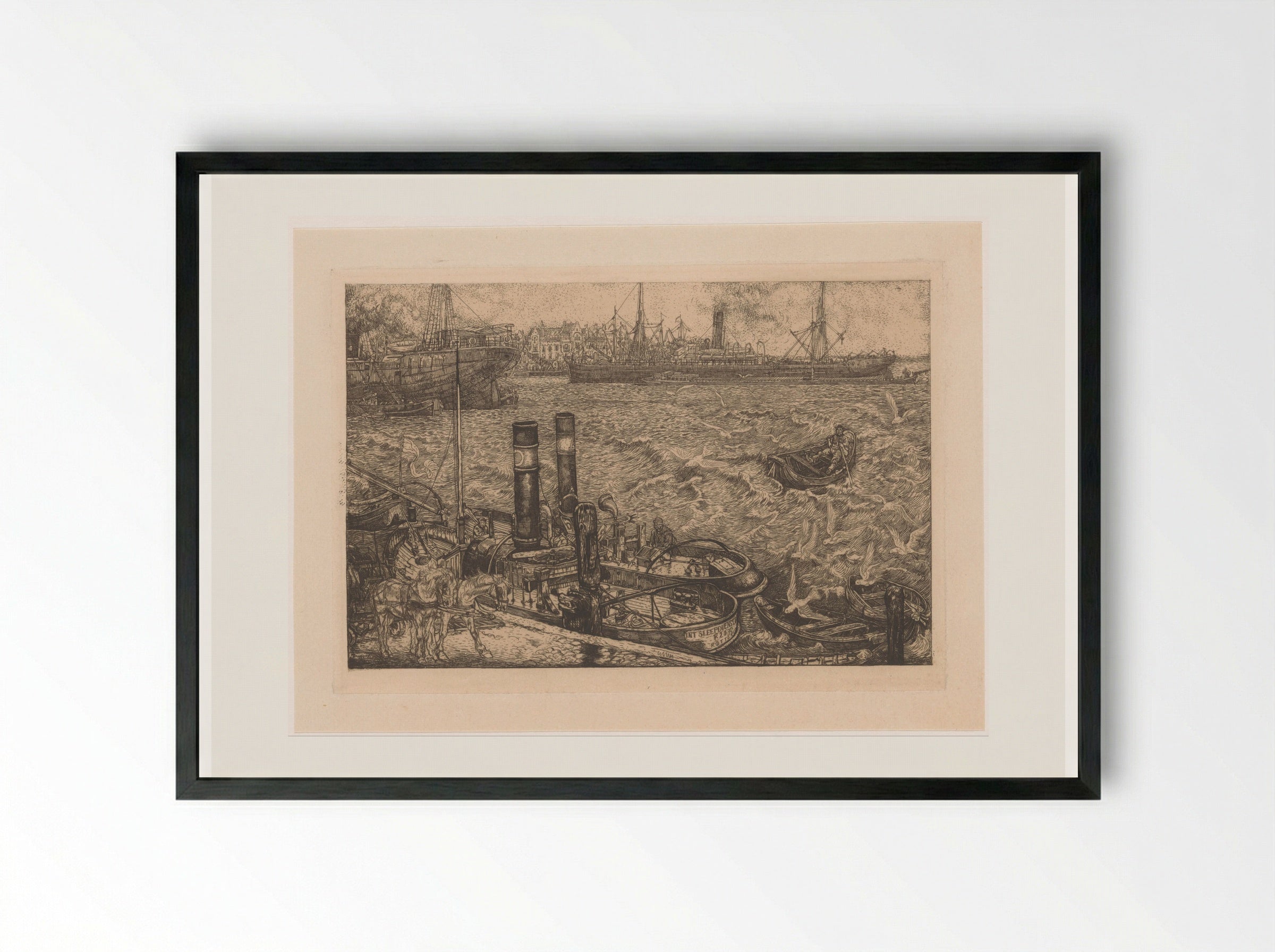 Haven met sleepboten in Rotterdam - Pieter Dupont - Framed Print Black