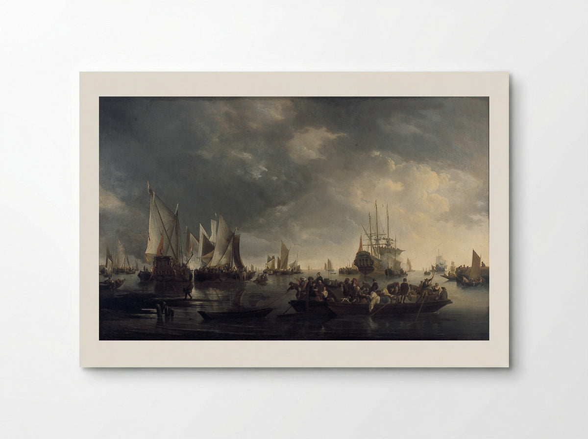 Haven met zeilschepen en ponteveer - Hendrick Jacobsz. Dubbels - Poster