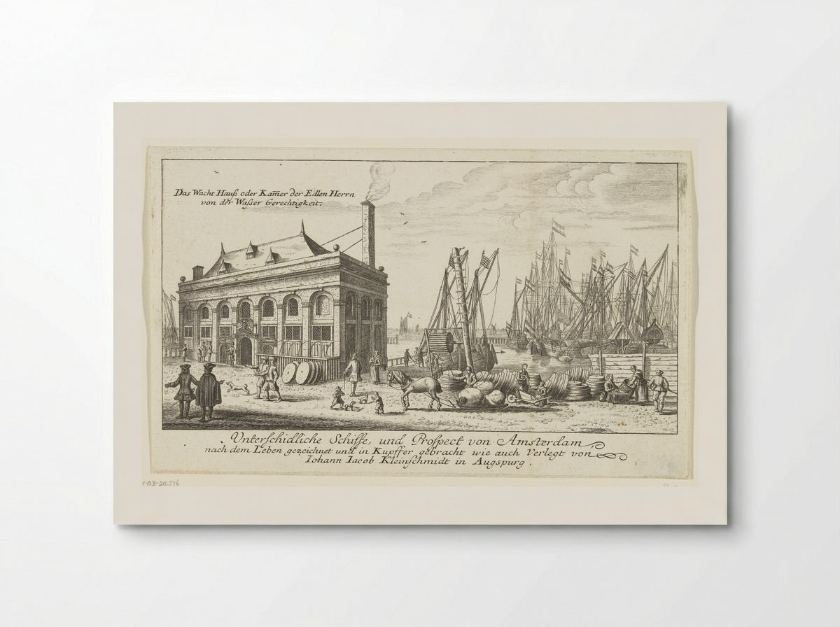 Haven van Amsterdam met het wachthuis - Johann Jakob Kleinschmidt - Poster