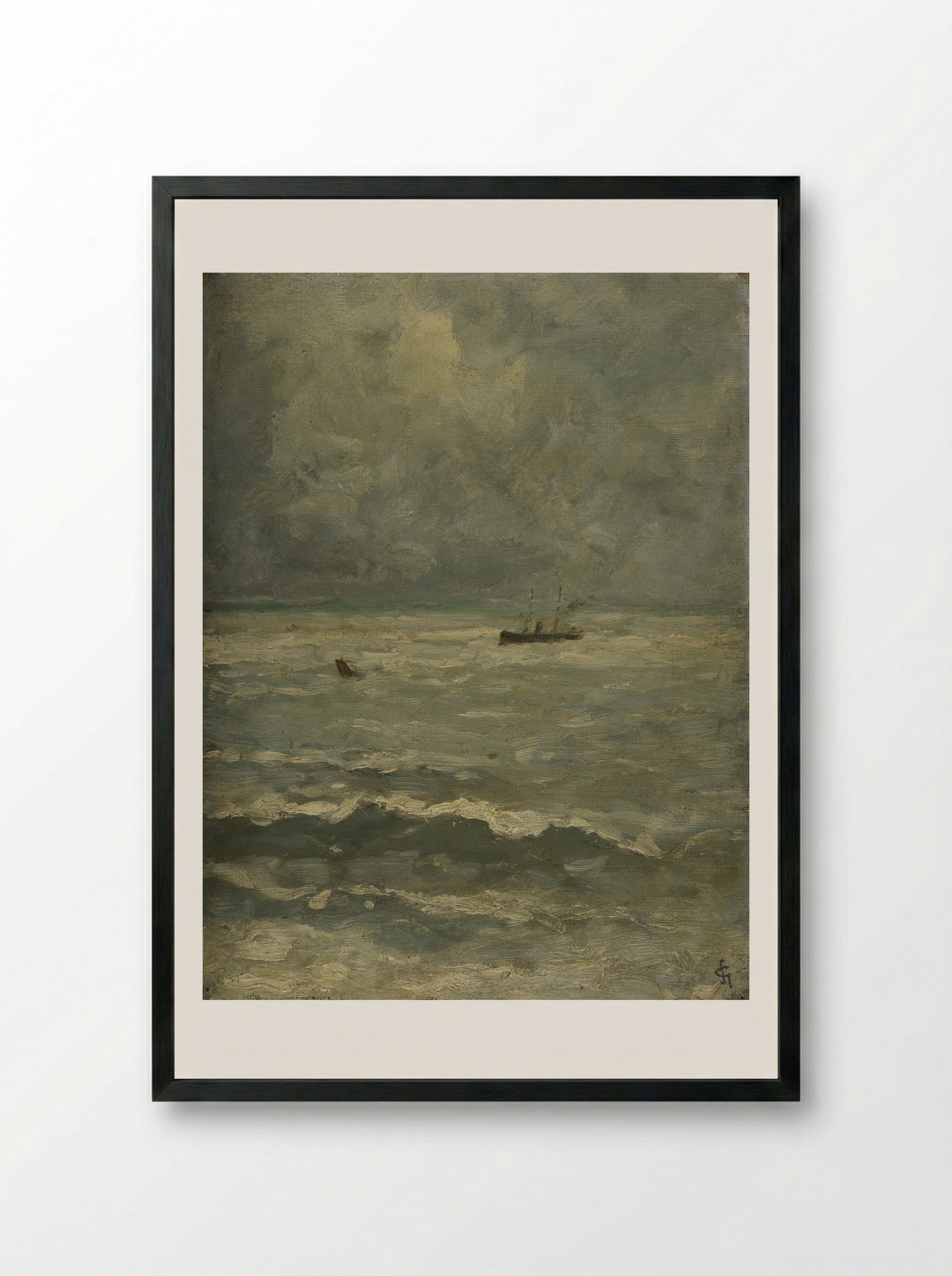 Haven van Bergen op Zoom bij hoog water - Carel Nicolaas Storm van 's-Gravesande - Framed Print Black